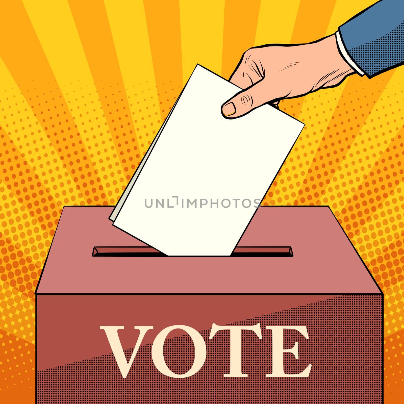 voter ballot box politics elections pop art retro style. Ballot. Civil rights. The right choice