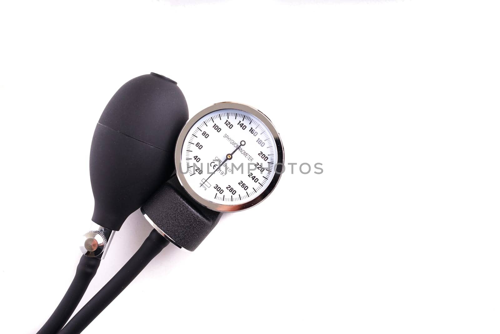 Hospital blood pressure monitor, isolated on white