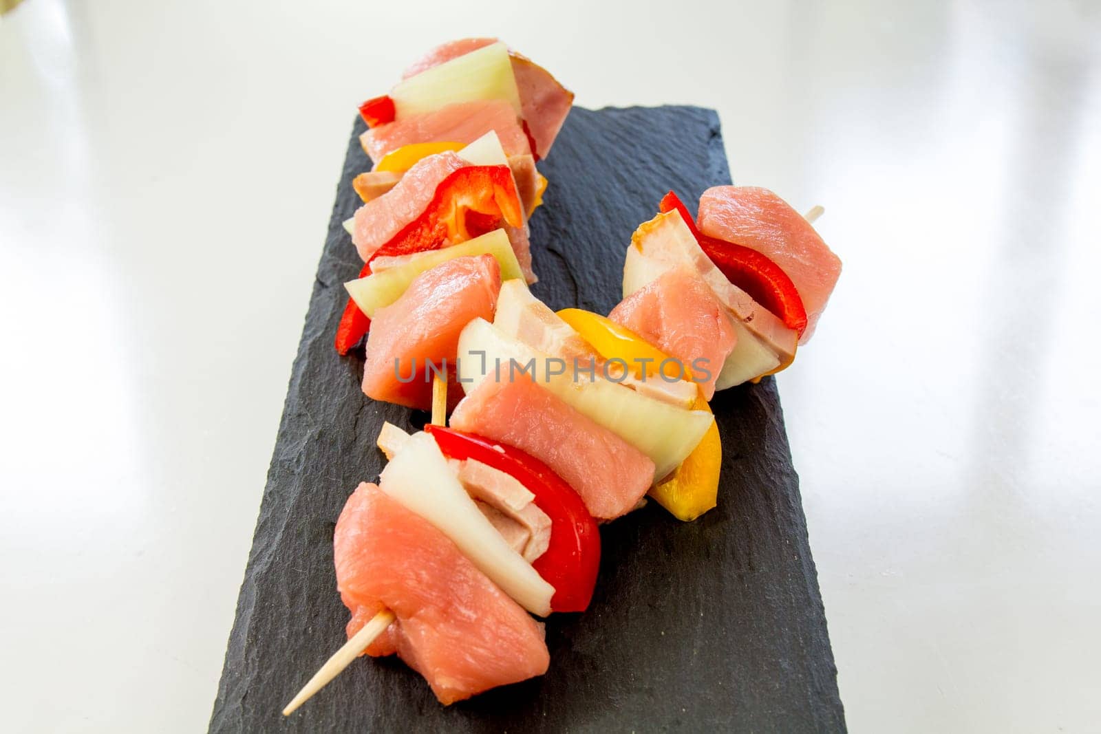 Shashlik,meat skewers with onions and peppers - the barbecue season is open