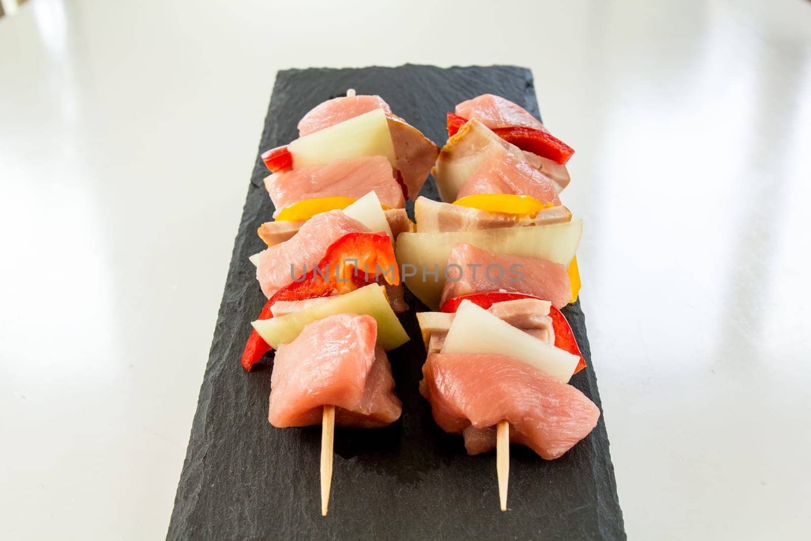 Shashlik,meat skewers with onions and peppers - the barbecue season is open