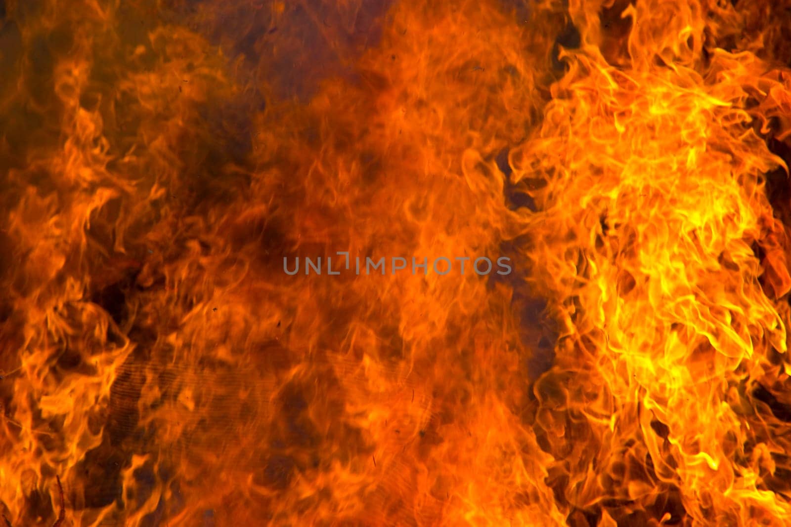 Large blazing sea of flames in detail