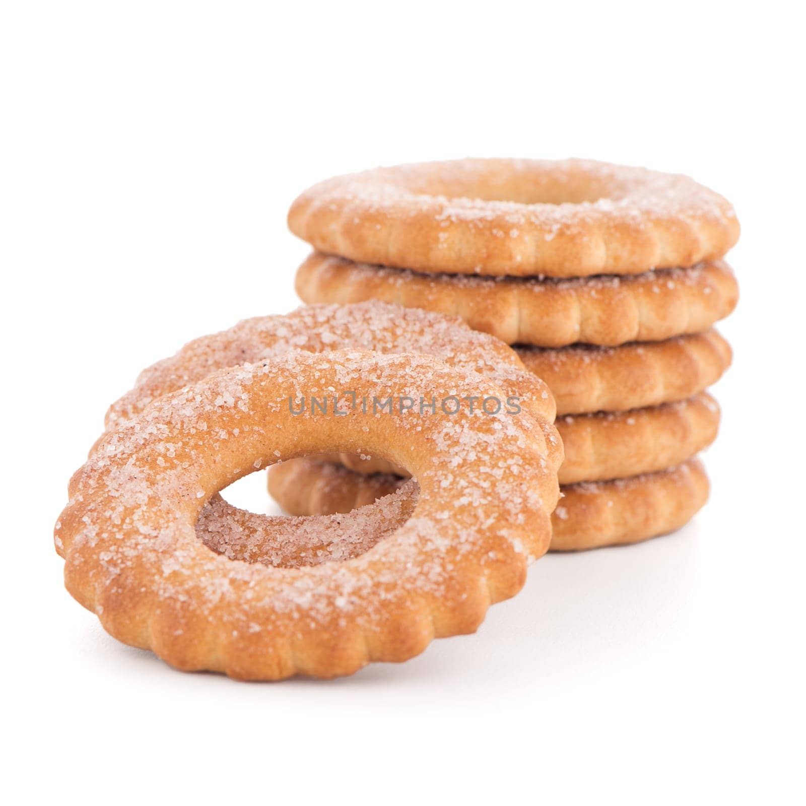 Rings biscuits pile isolated on a white background.