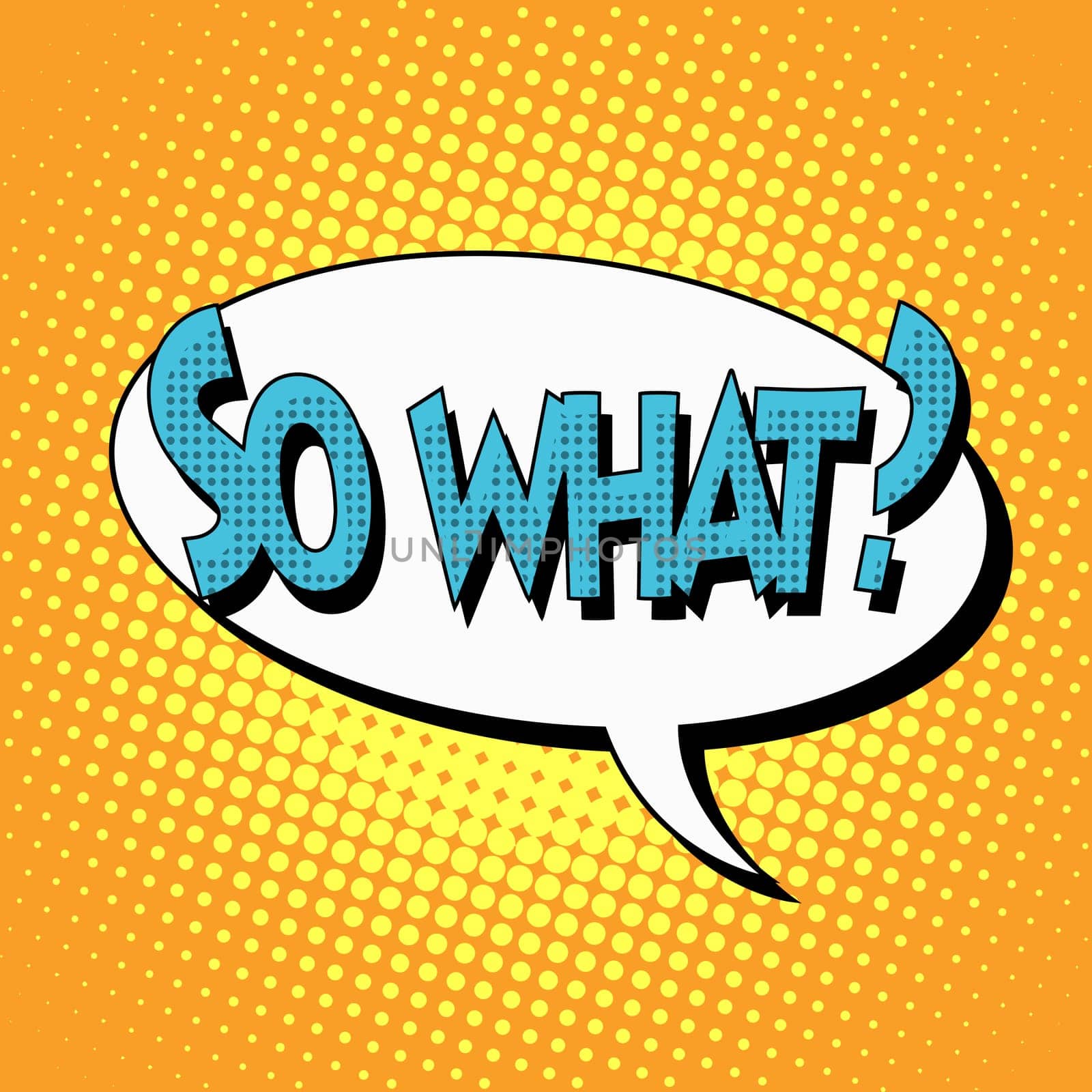 so what question comic book bubble text pop art retro style