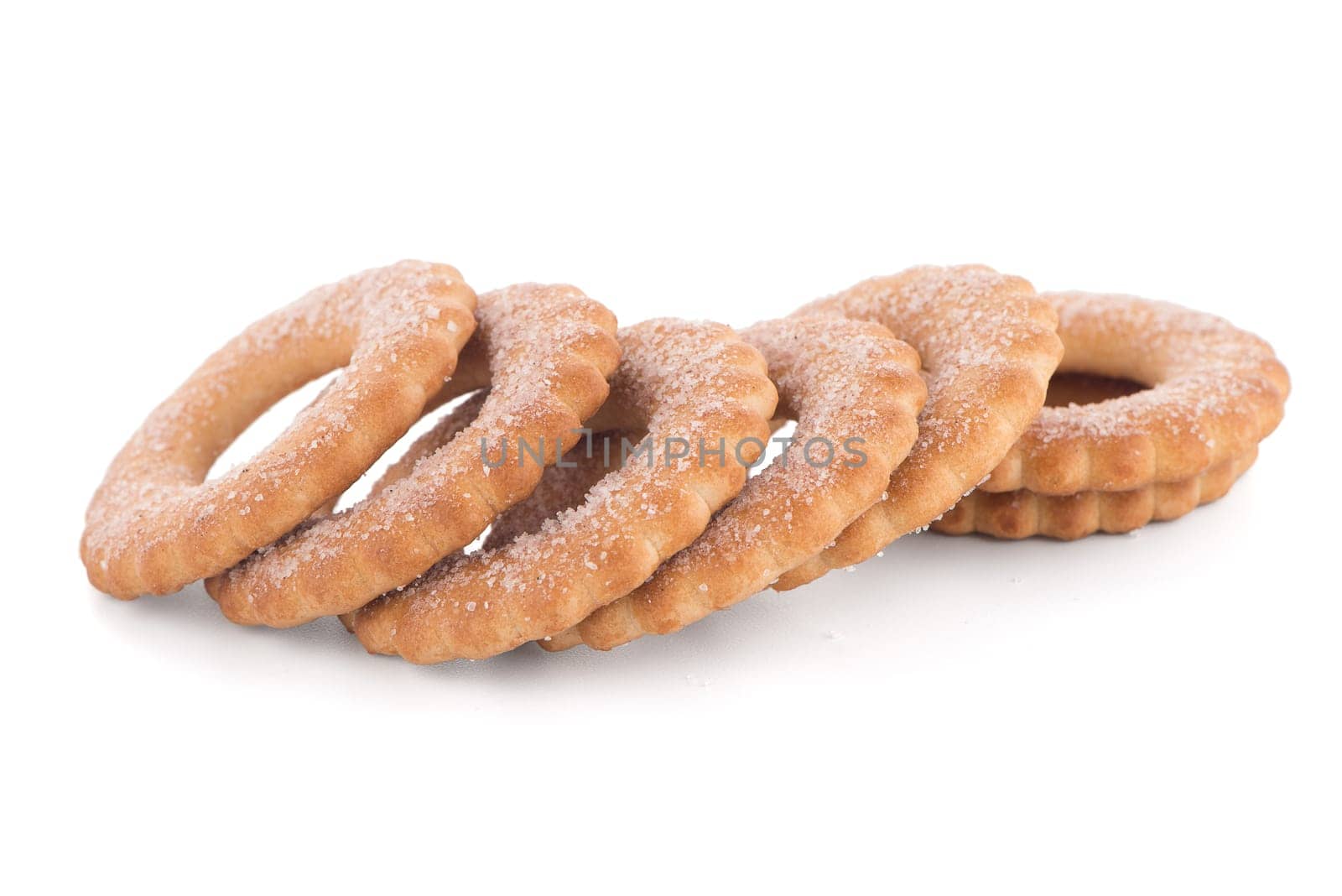 Rings biscuits pile isolated on a white background.