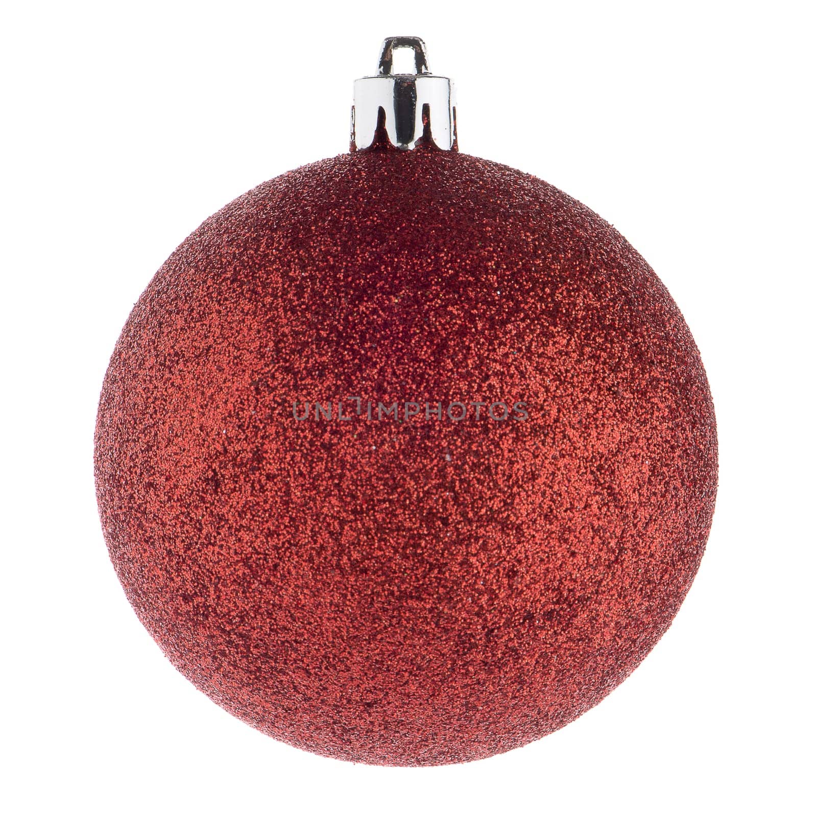 Red Christmas bauble on white background
