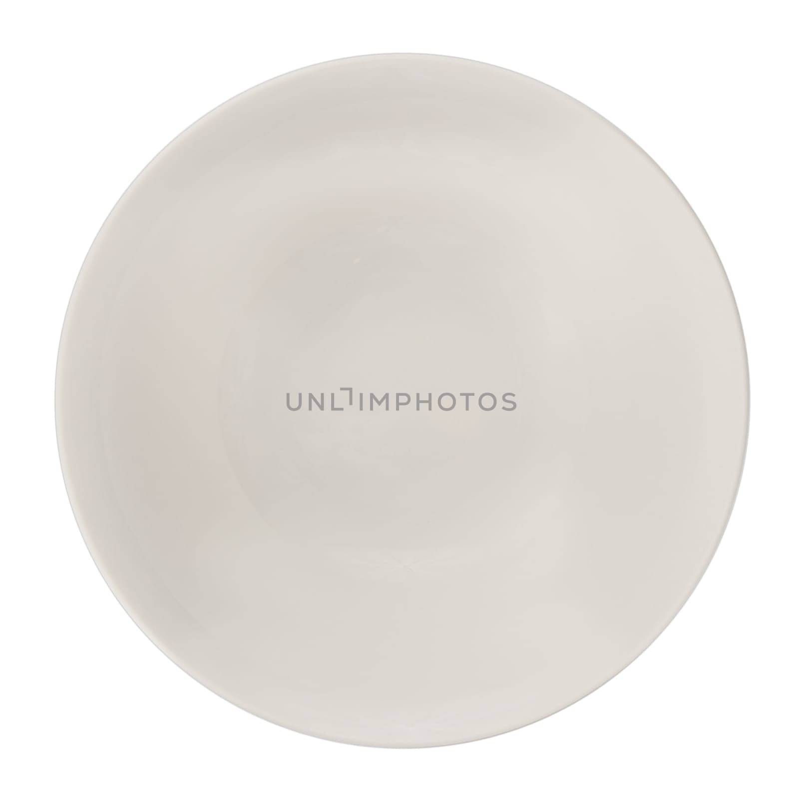 White ceramic plate isolated on white background.