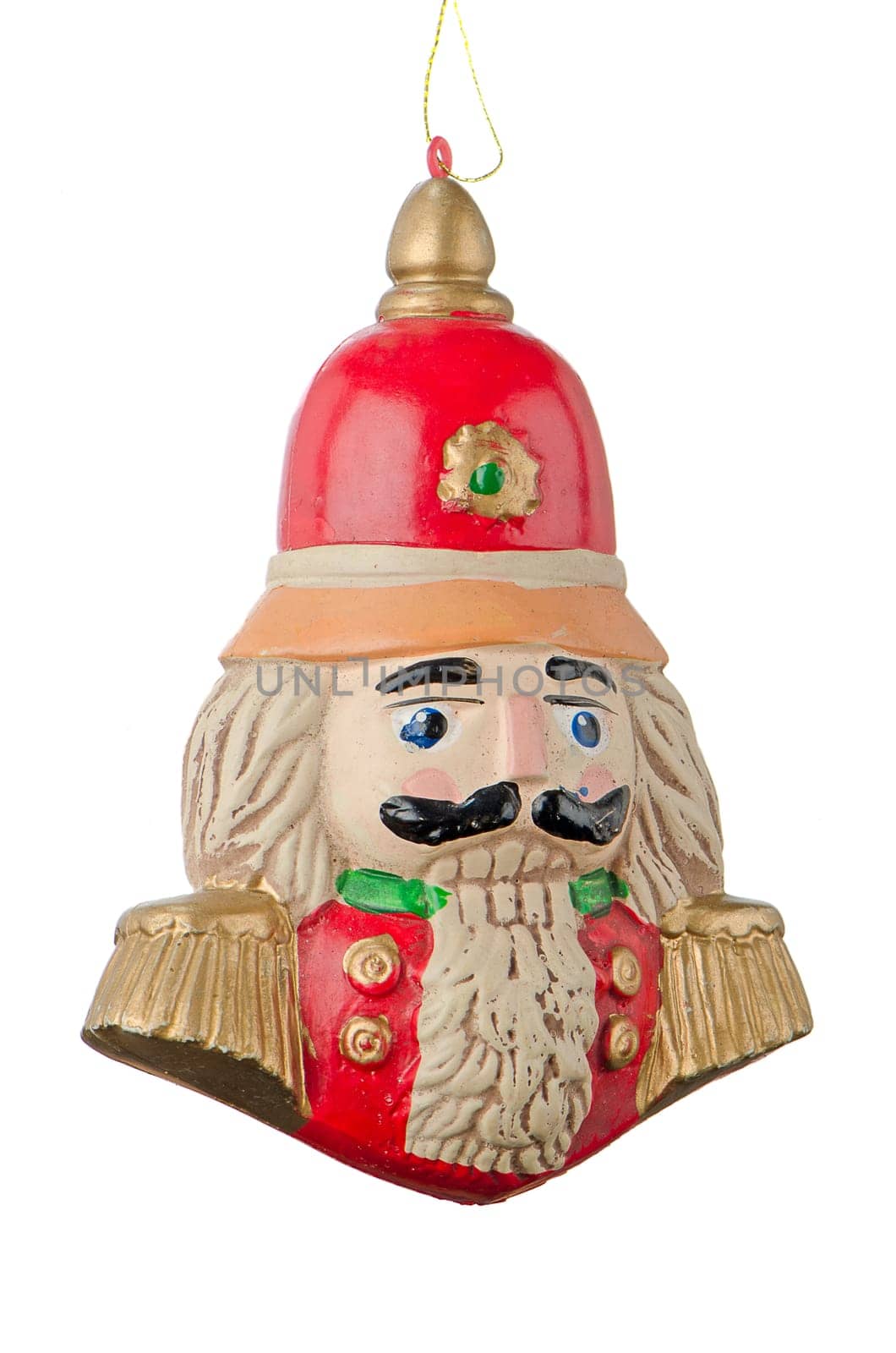 Red Christmas toy decoration isolated on white background.