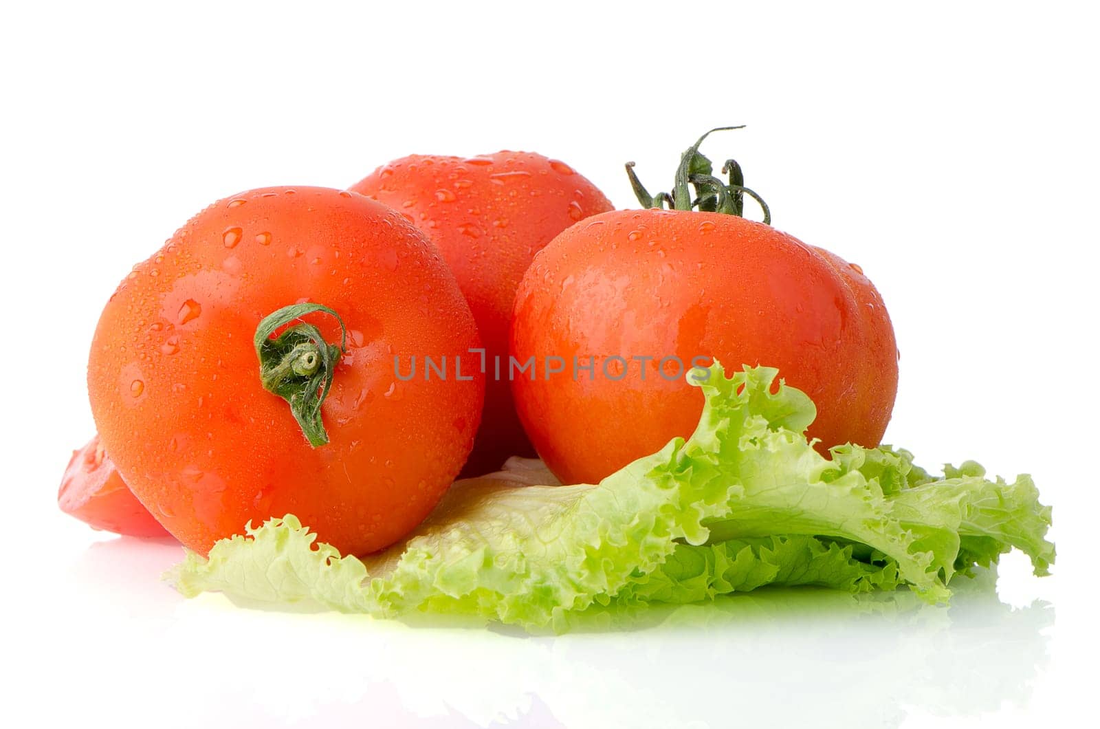 Red tomatoes isolated on white background.