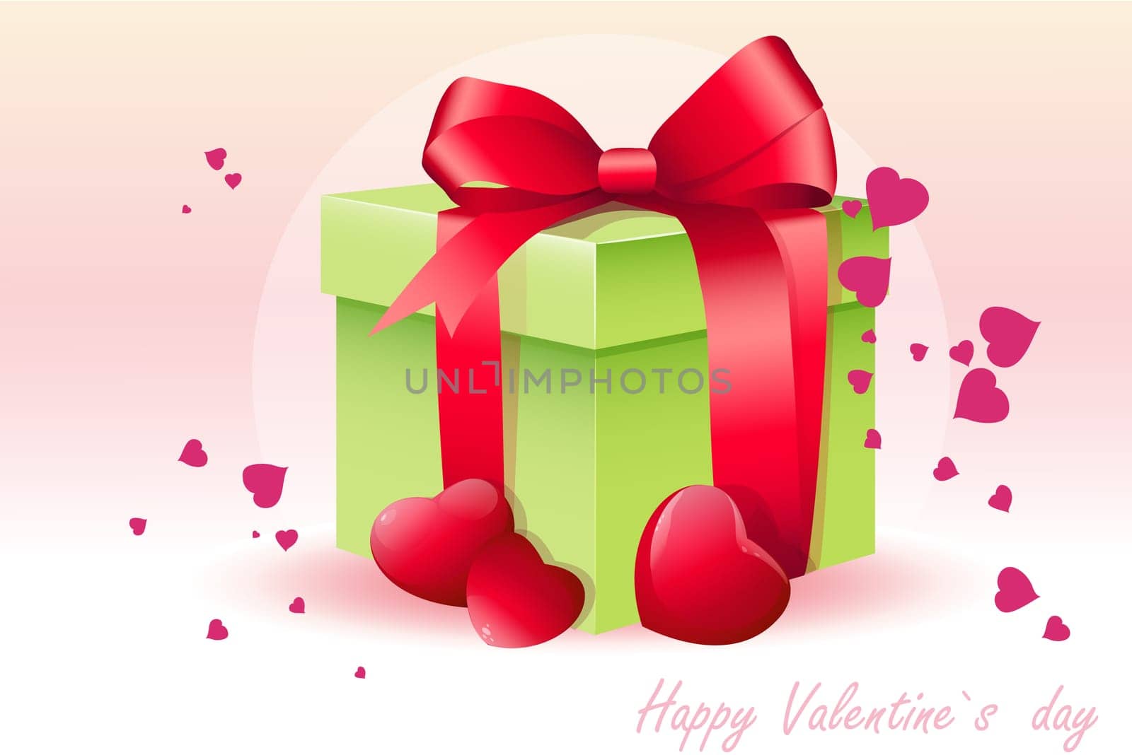 Card for Valentine&#39 s Day with green box
