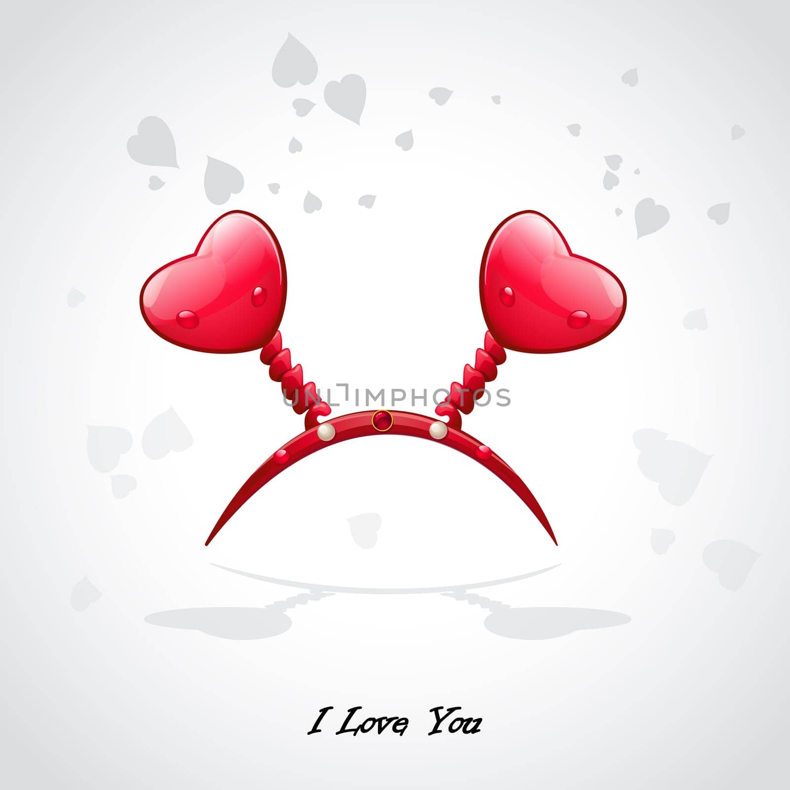 Valentine&#39 s card with a crown and red hearts