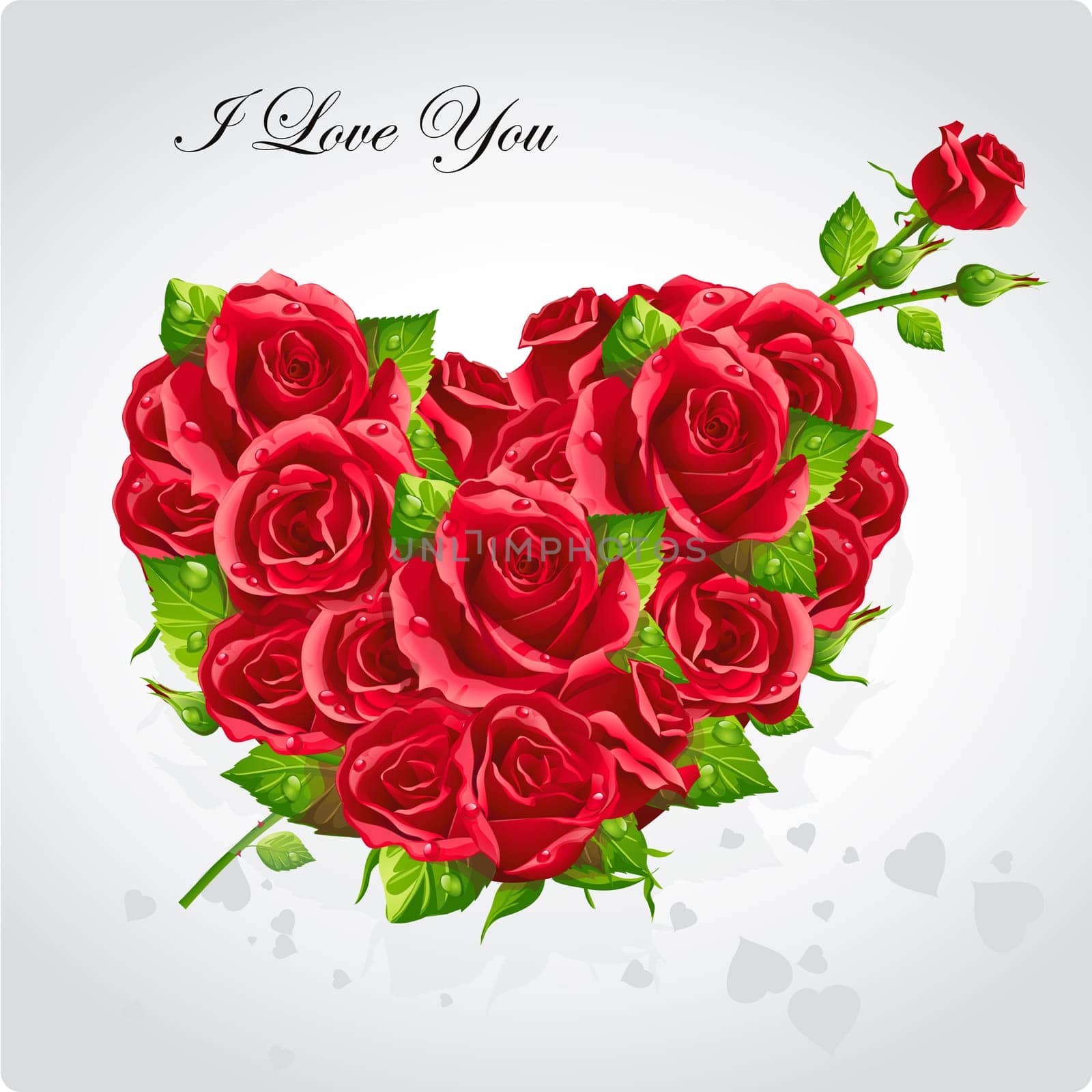 Card for Valentine&#39 s Day Heart of red roses.