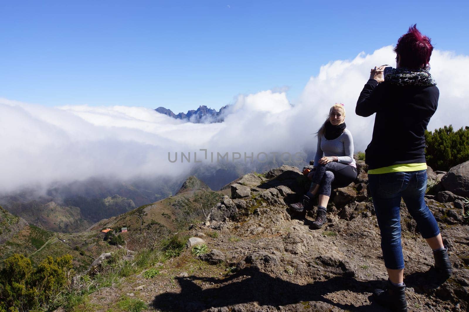 Passat clouds fall over the mountains of Paul da Serra,Lombo do Mouro,Madeira,Portugal