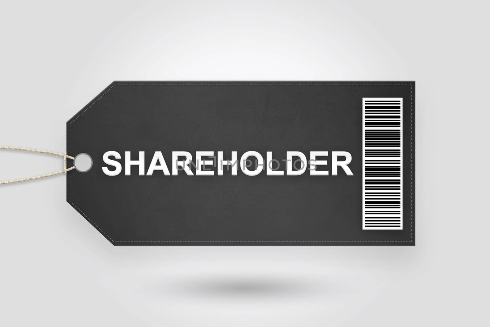 shareholder price tag with barcode and grey radial gradient background