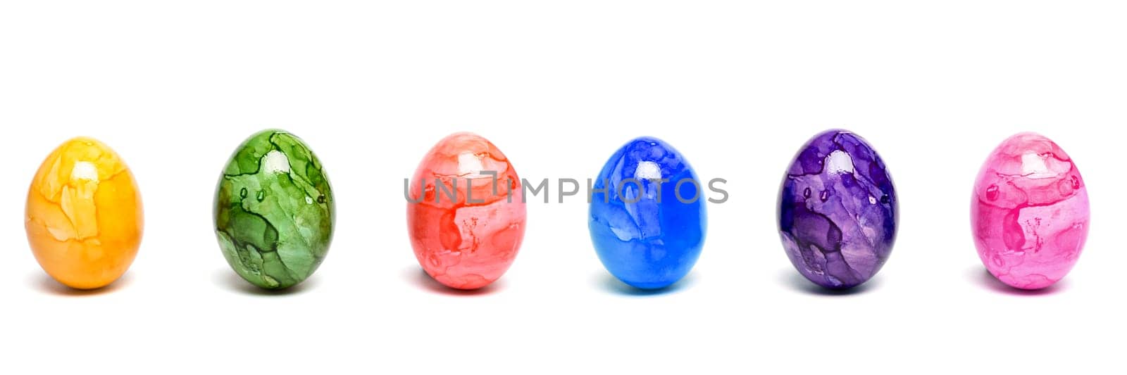 Colorful Colored Easter Eggs with White Background