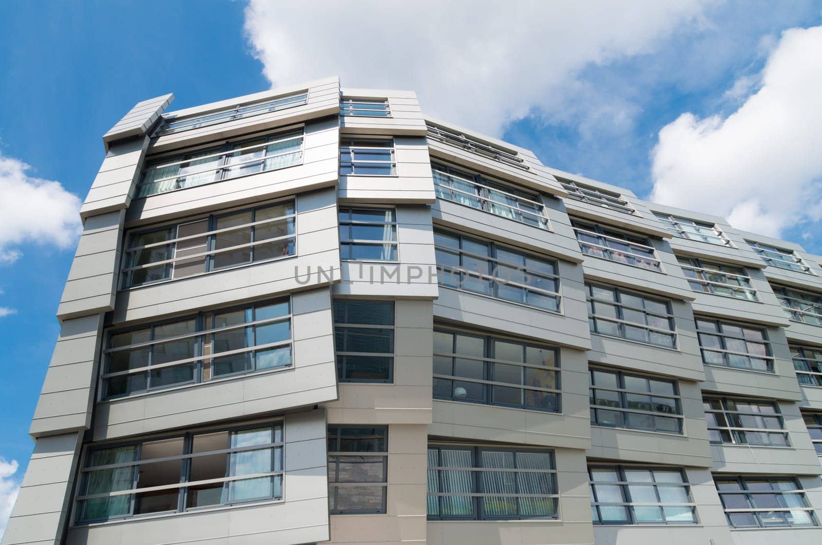 exterior of a modern apartment in almere, netherlands. Almere is the youngest city in the netherlands and lies completely below sea level (2 to 5 meters)