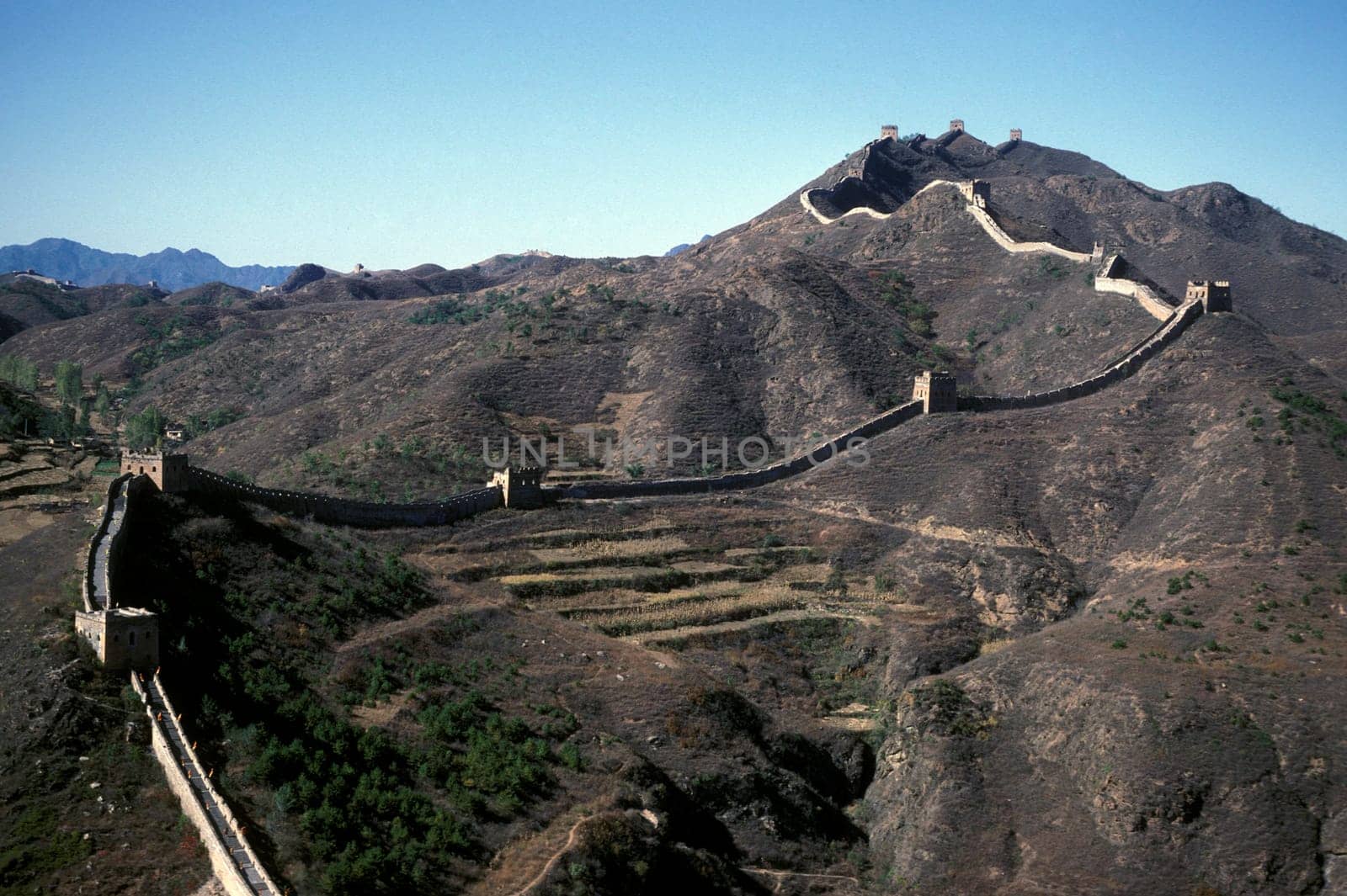 the great wall near the city of beijing in the east of china in east asia.