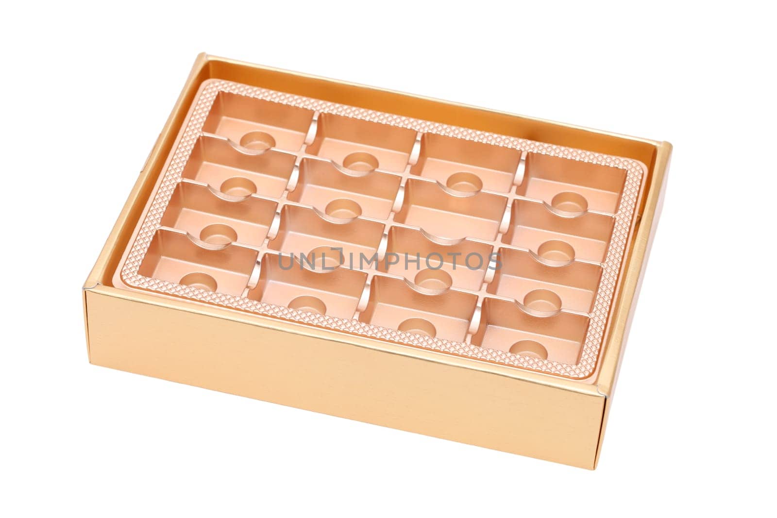 Empty confectionery box on isolated white background