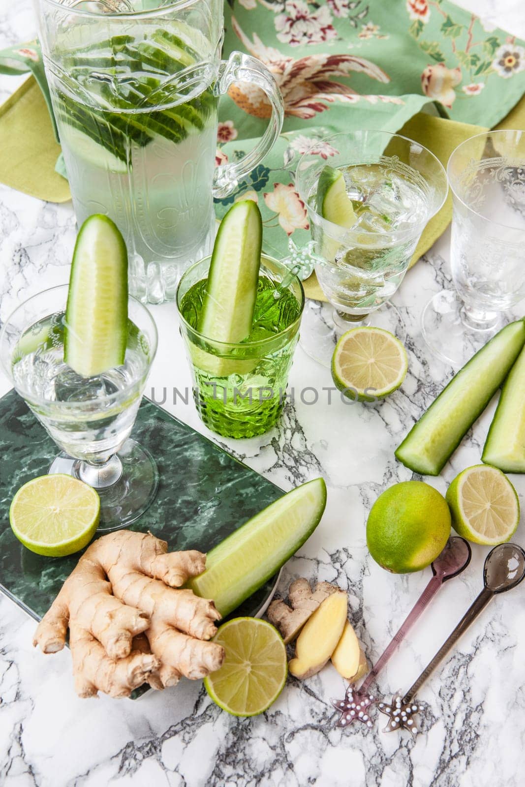 Fresh cucumber wash with ginger and lime