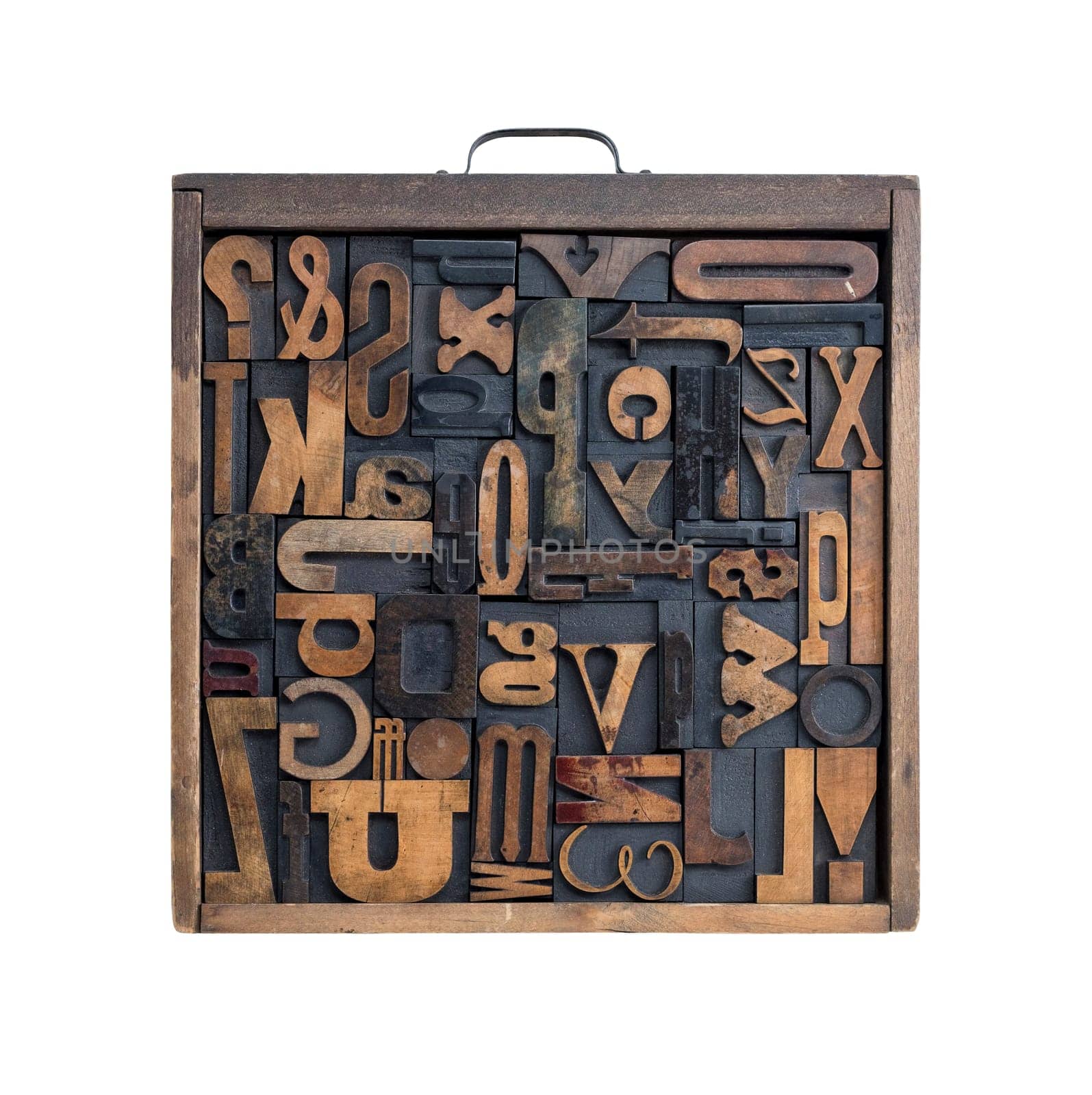 Collection of various wood type letters for printing