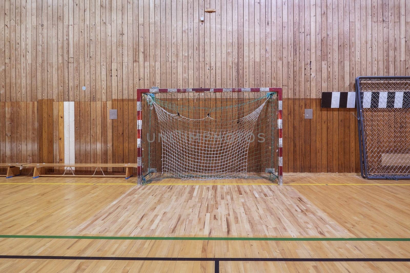 Old and worn indoor soccer gymhall