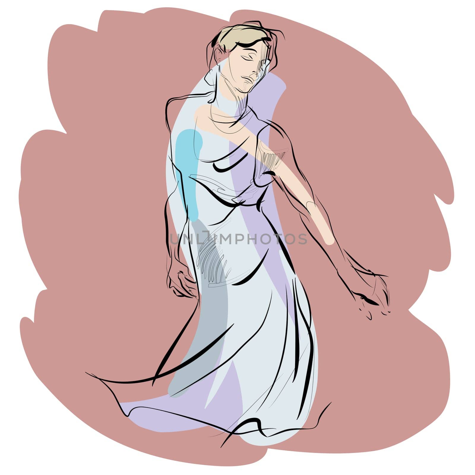 Woman dancing. Beautiful girl. Woman music vector illustration. Hobbies and interests.