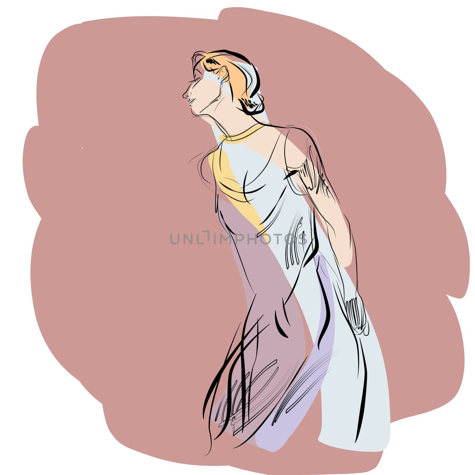 Woman dancing. Beautiful girl. Woman music vector illustration. Hobbies and interests.