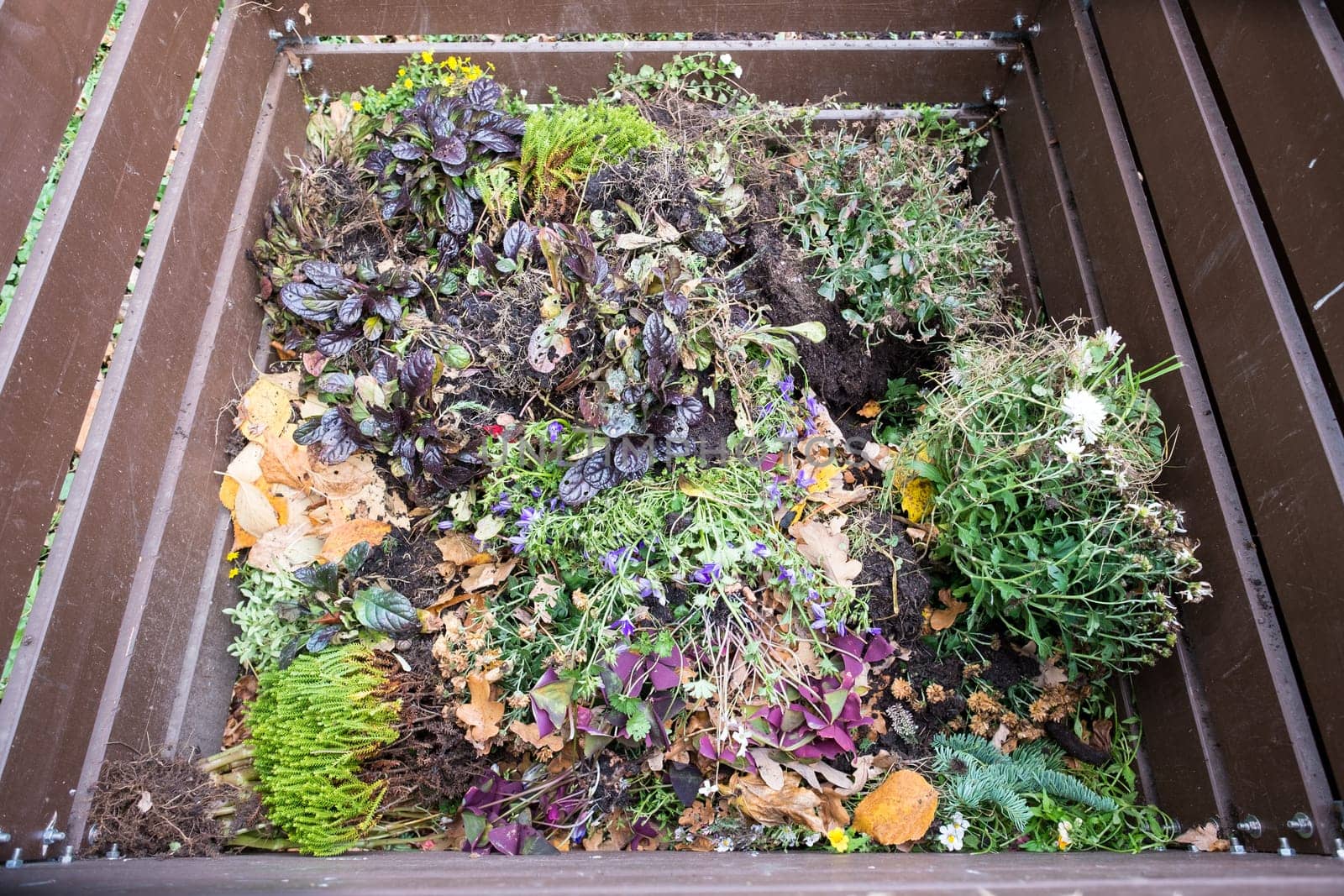 Greenery from flowers and plants as compost
