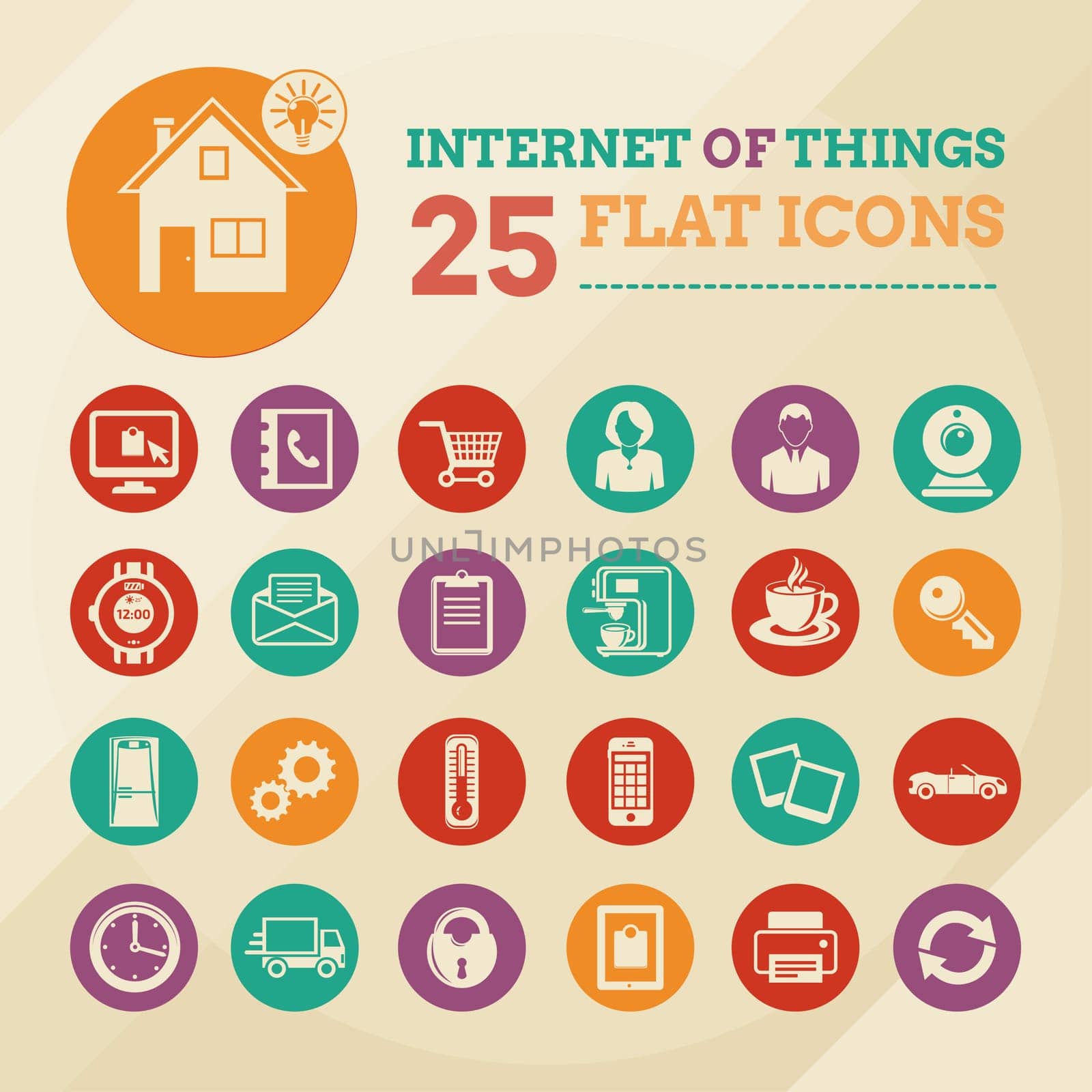 Flat icons set. Smart home and internet of things concept.