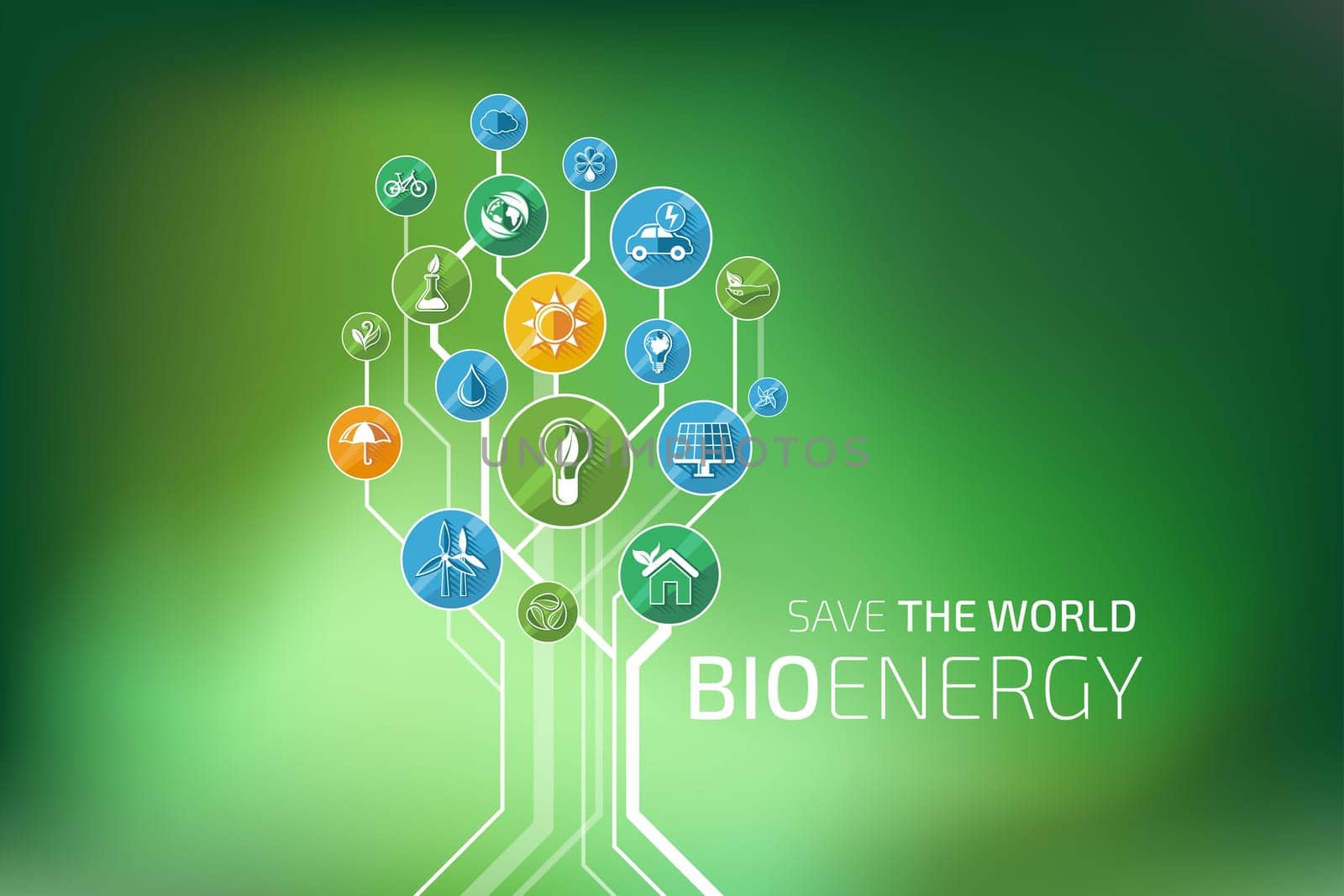 Ecology infographic elements and icons tree. Bio Energy