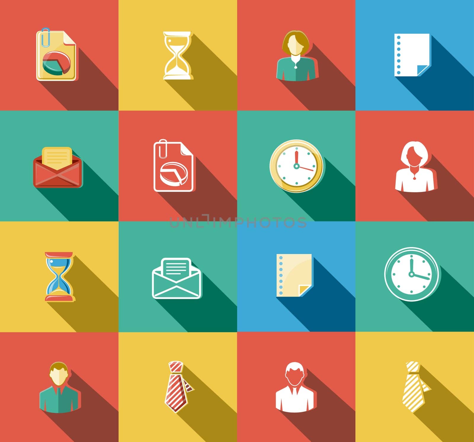Business, Office and Web concepts flat icons set.