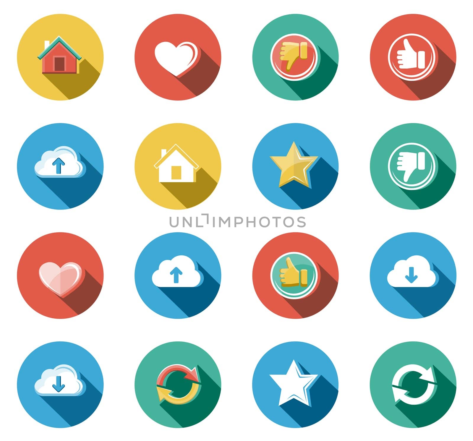 Business, Office and Web concepts flat icons set.