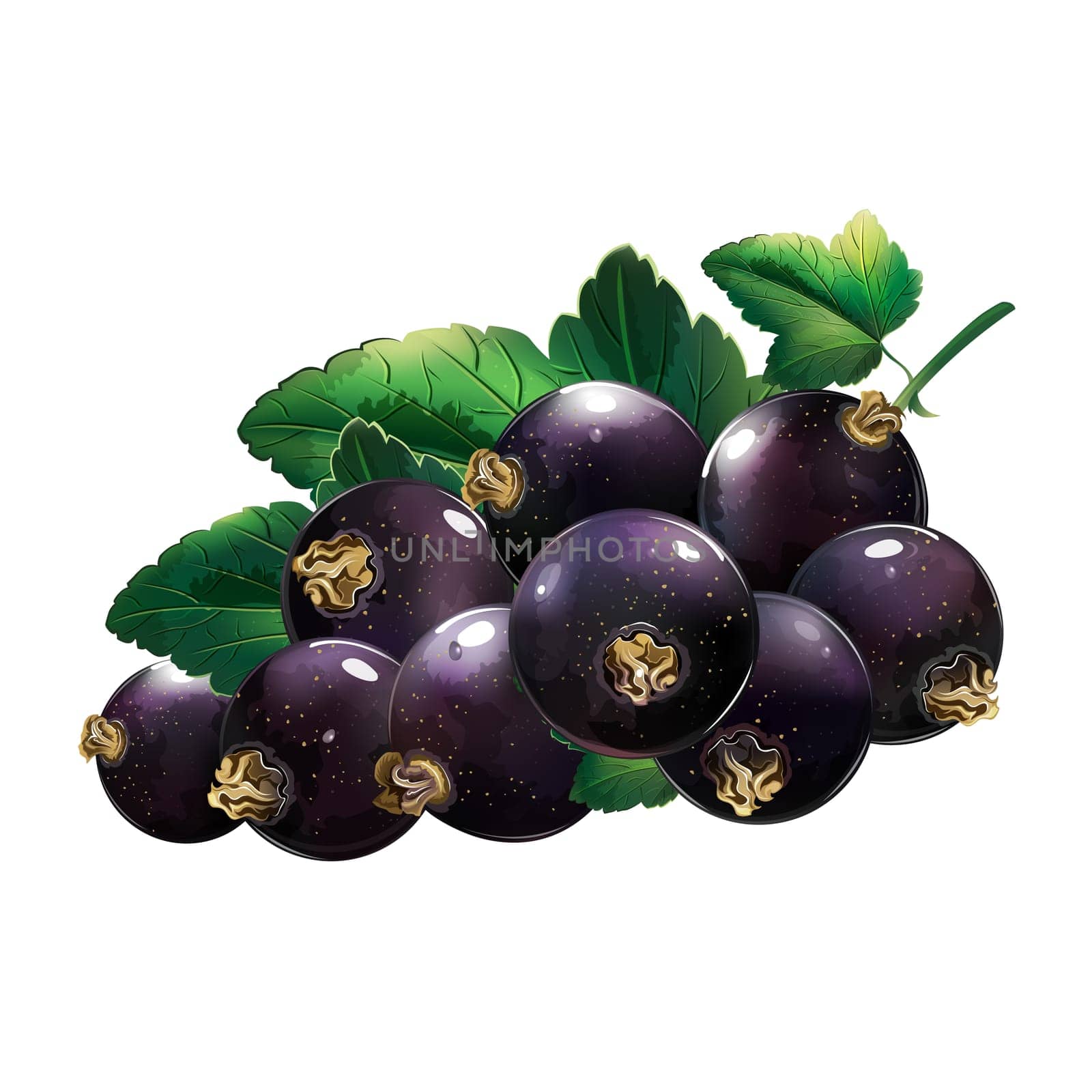 Tasty black currant with leaves. For products and packaging.