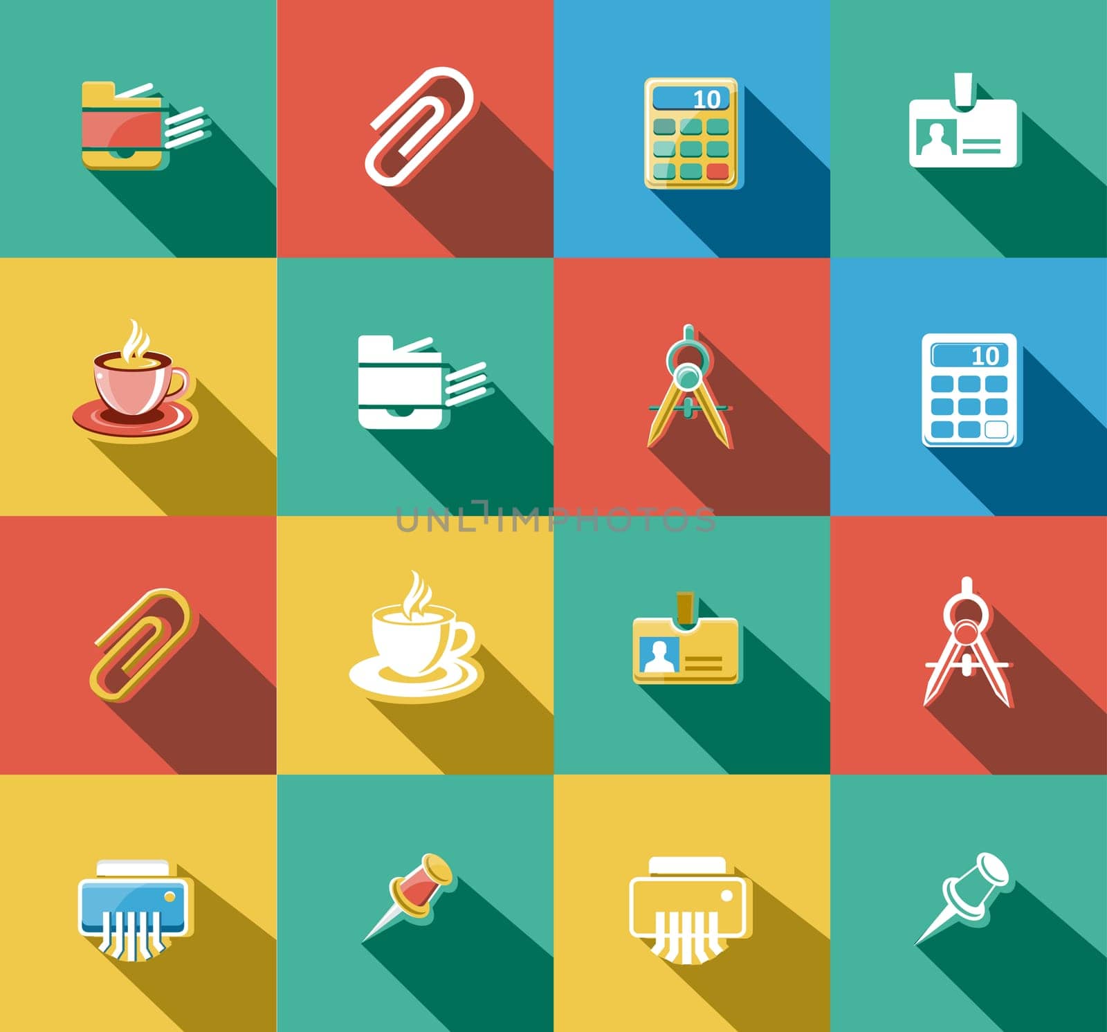 Business, Office and Web concepts flat icons set.