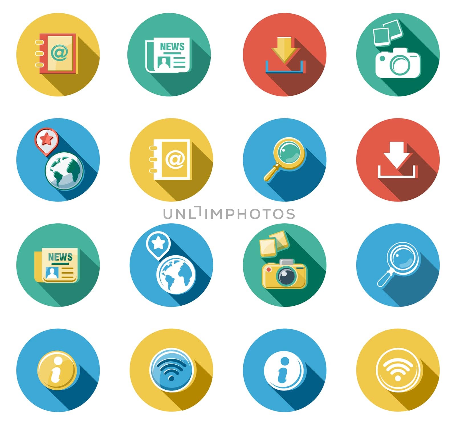 Business, Office and Web concepts flat icons set.