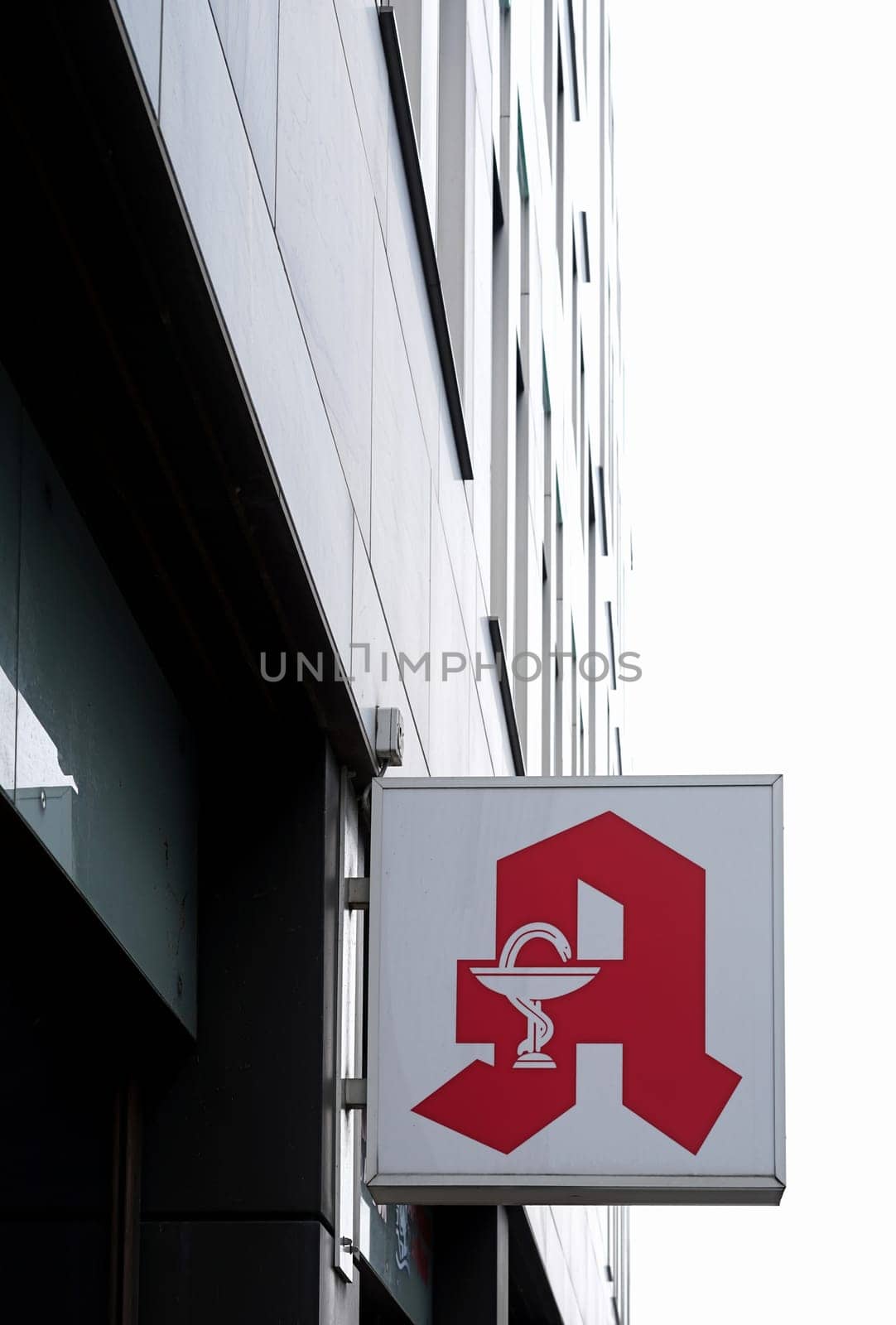 Sign of a pharmacy on the facade of a house in Magdeburg