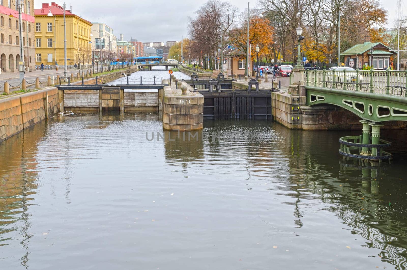 one old floodgate in Gothenburg on one of the channel
