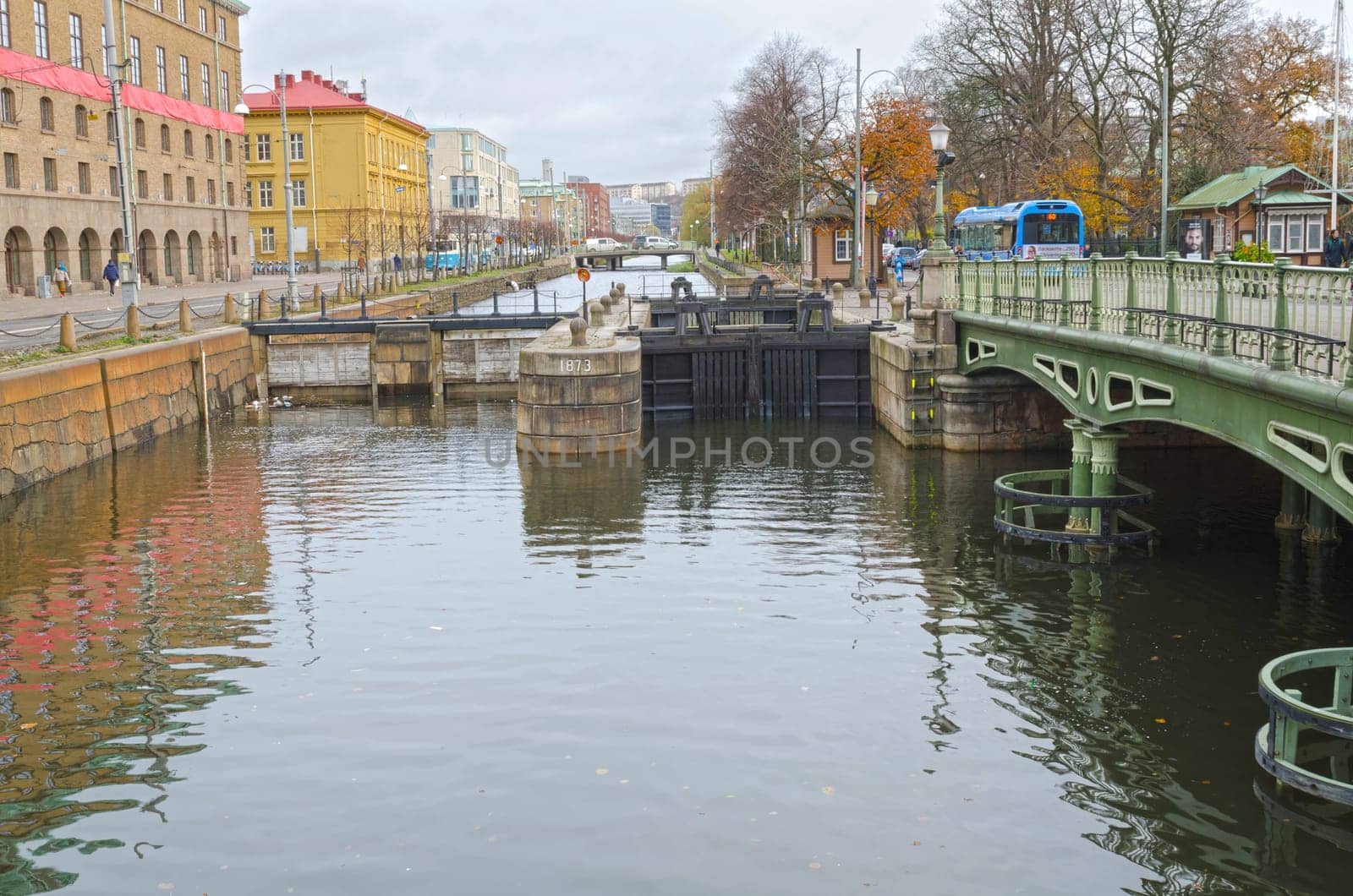 one old floodgate in Gothenburg on one of the channel