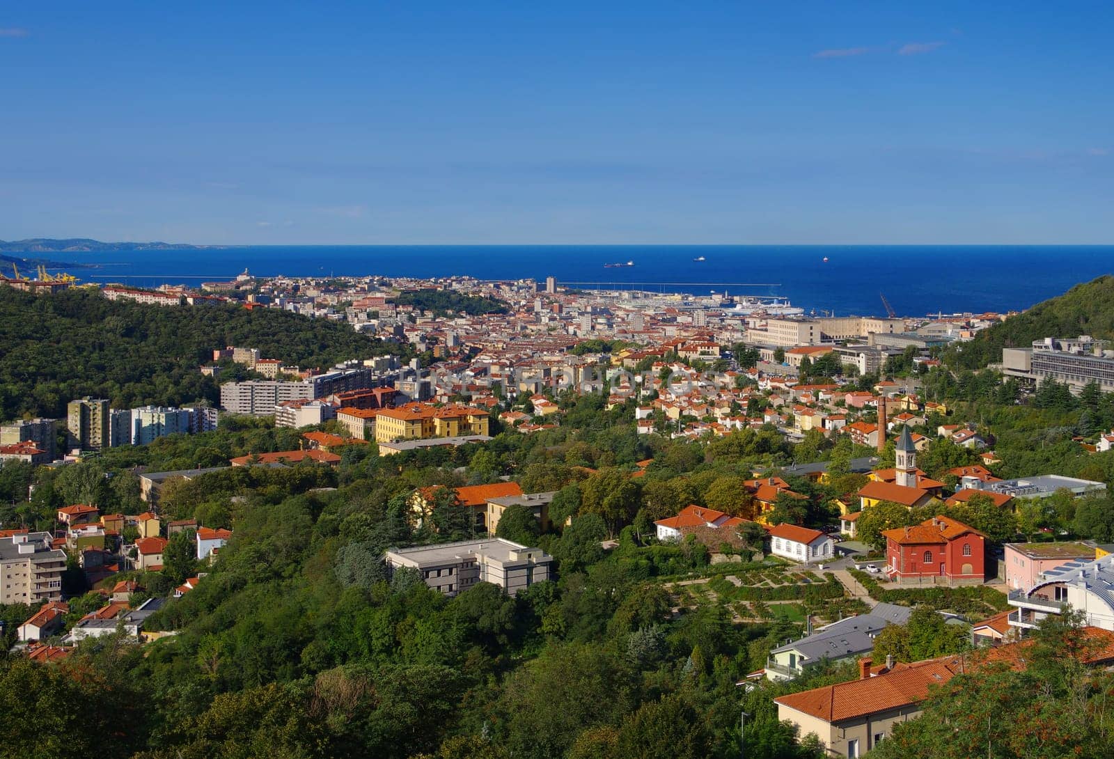 the Italian city of Trieste from above - the italian town Trieste aerial view