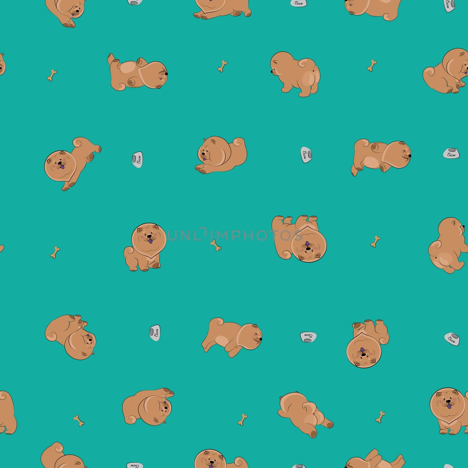 Happy puppies. Vector seamless pattern