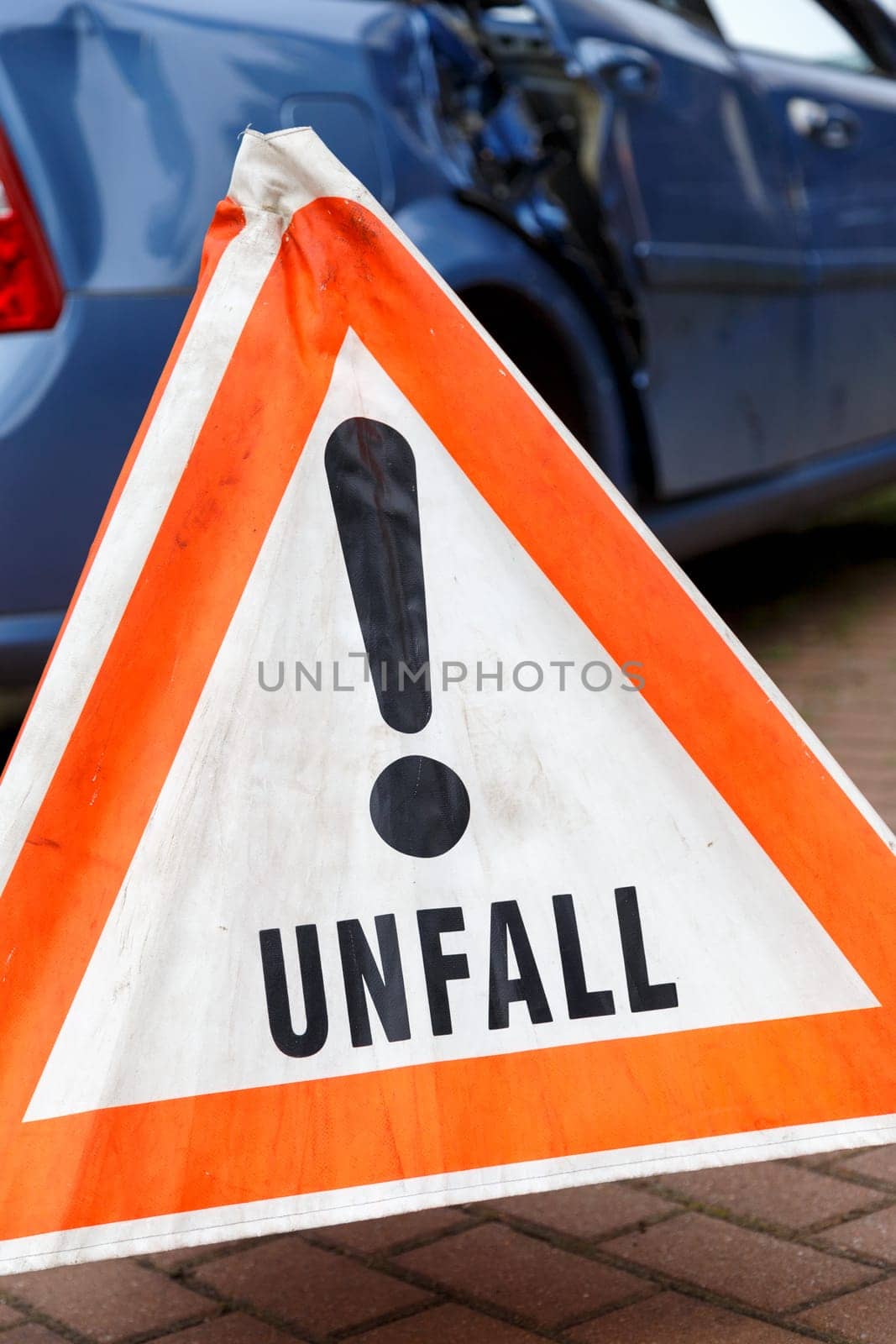 warning triangle on road