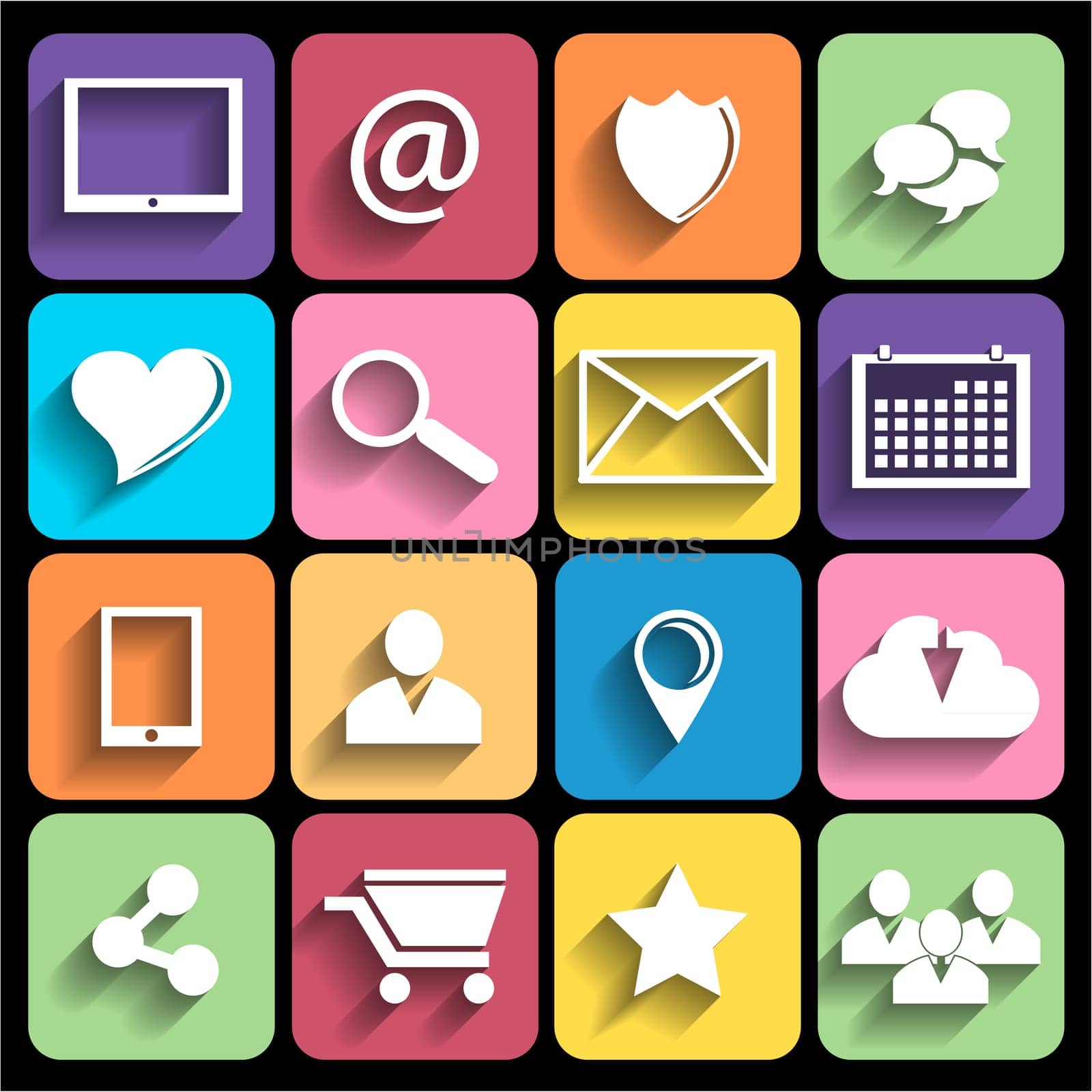 Vector flat icons. Communication icon set