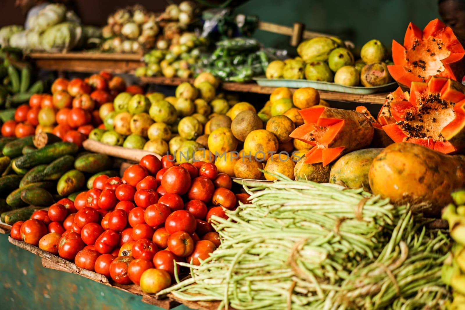 Fruit and Vegetable Market with mixed tropical locale products, in Havana, Cuba
