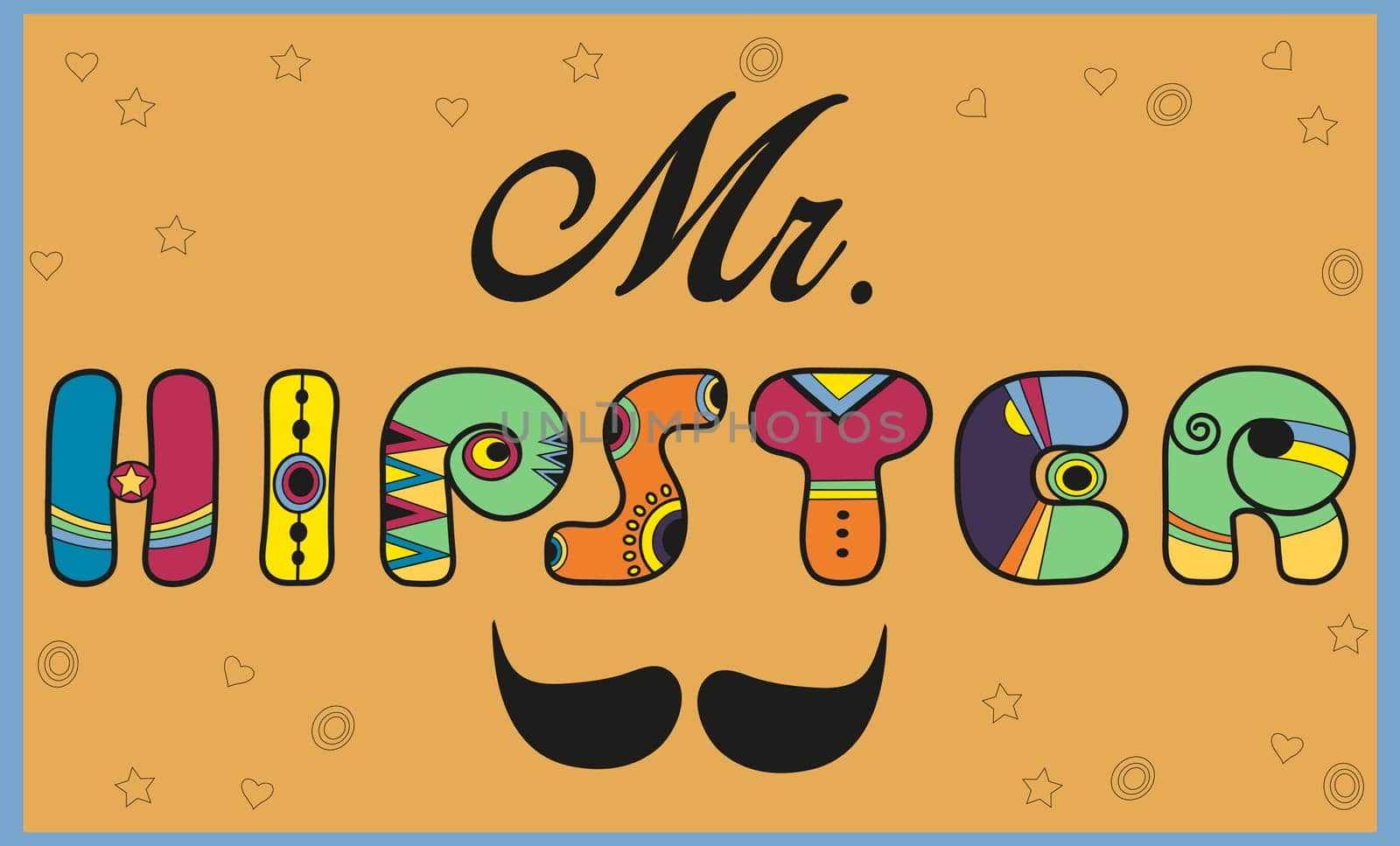 Inscription Mr. Hipster. Colored letters. Vector Illustration
