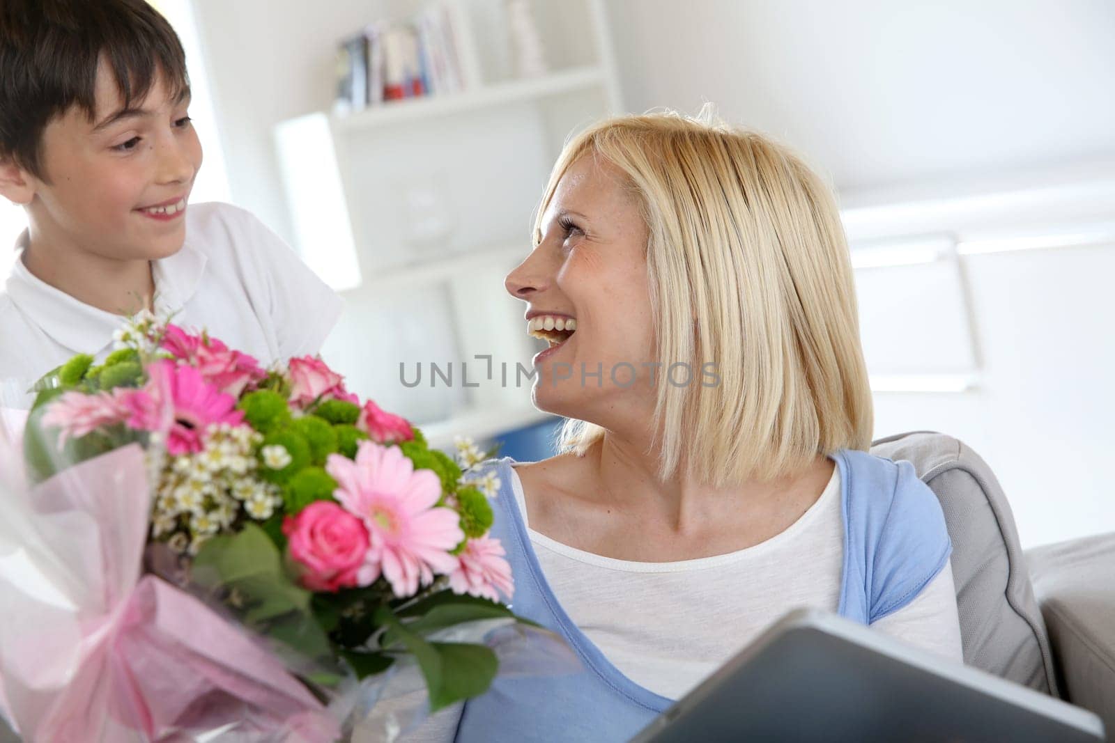 Young boy celebrating mother's day