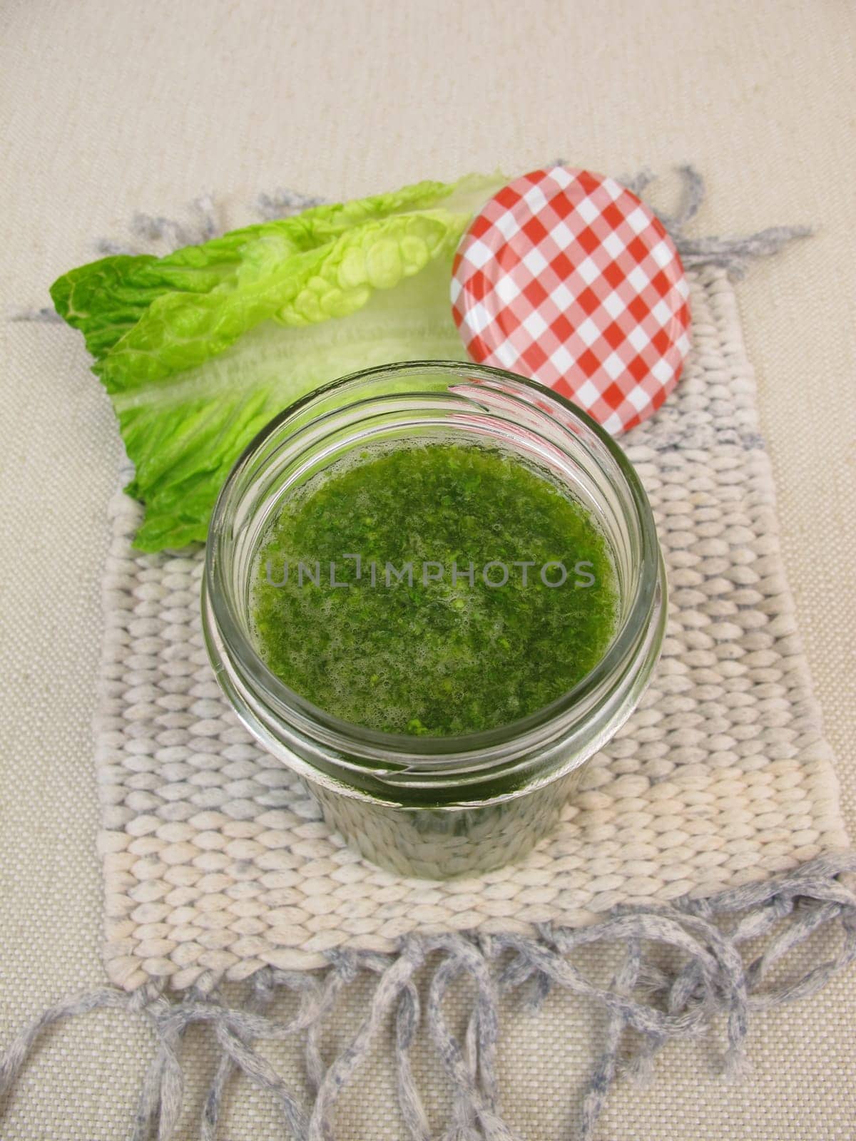 Green smoothie with salad