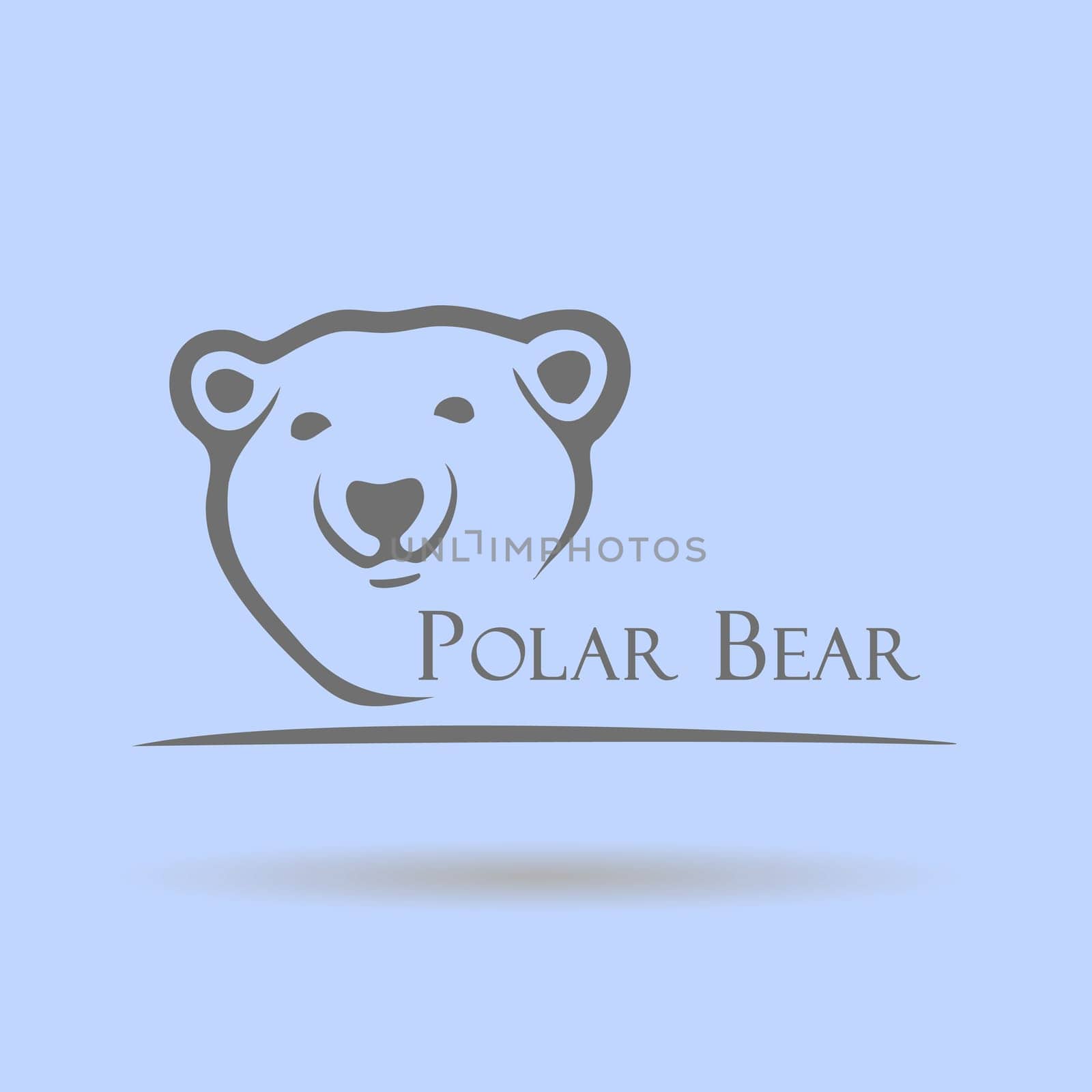 Big stylized polar bear on a blue background
