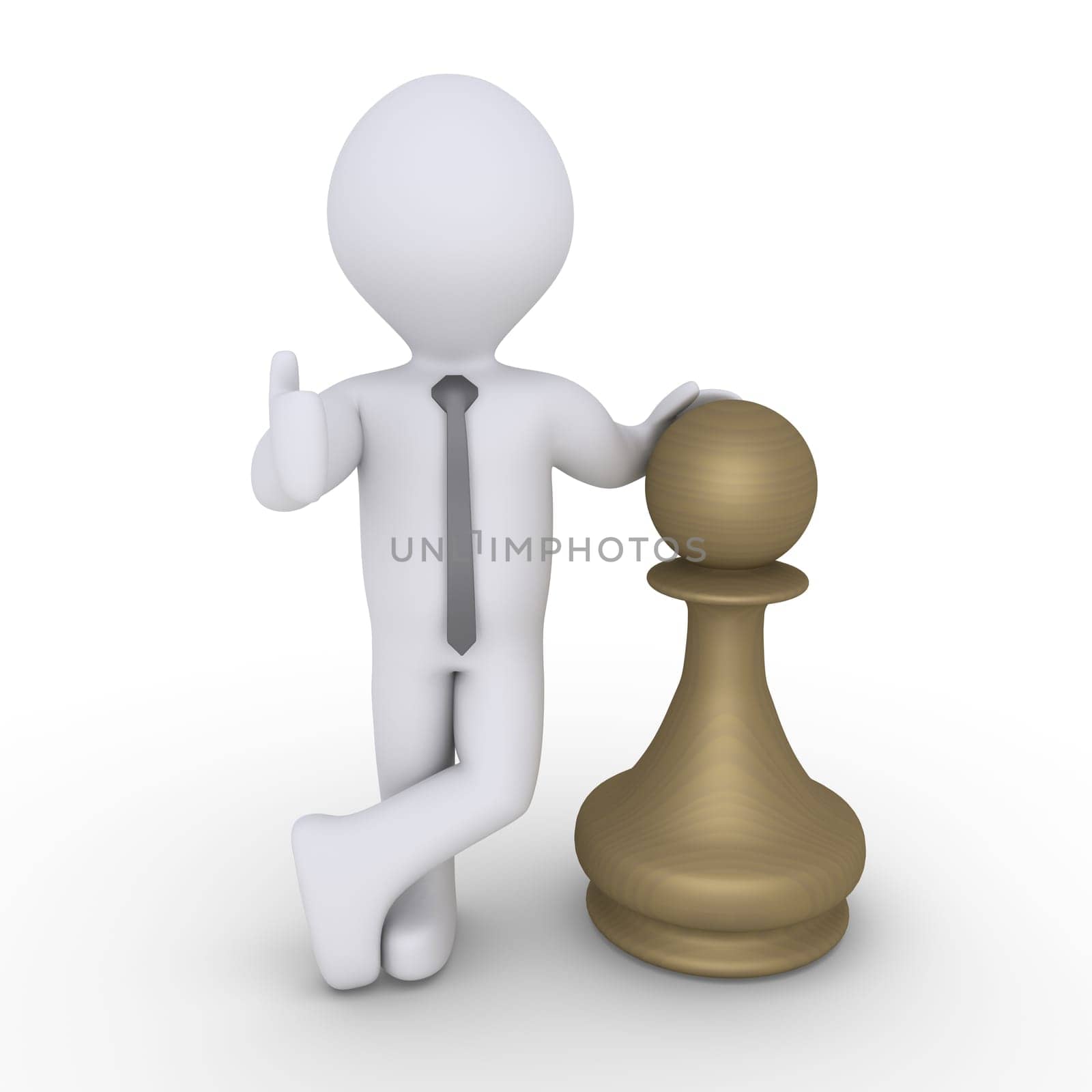 Businessman is next to a chess pawn
