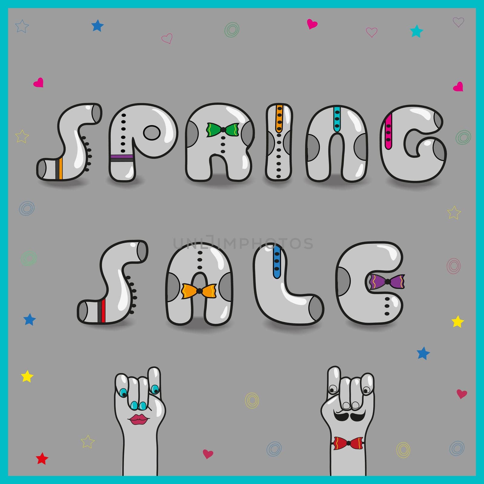 Inscription Spring sale with hipster style