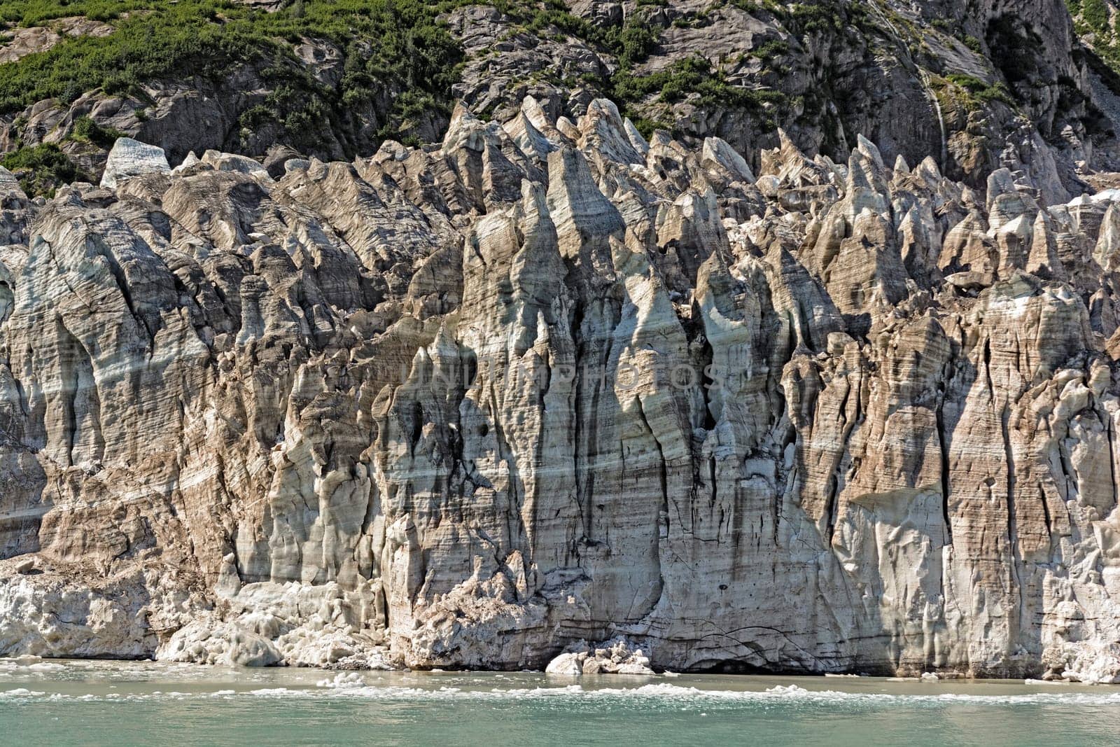 Old, Dirty Ice of a the Slow Moving Ogive Glacier in Kenai Fjords National Park in Alaska