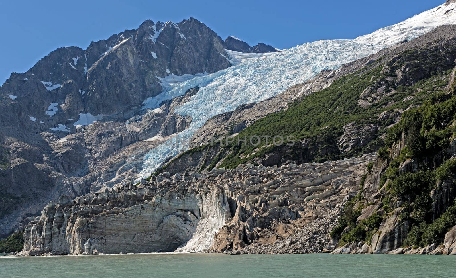 Old and New Ice on of the Ogive and Anchor Glaciers in Kenai Fjords National Park in Alaska